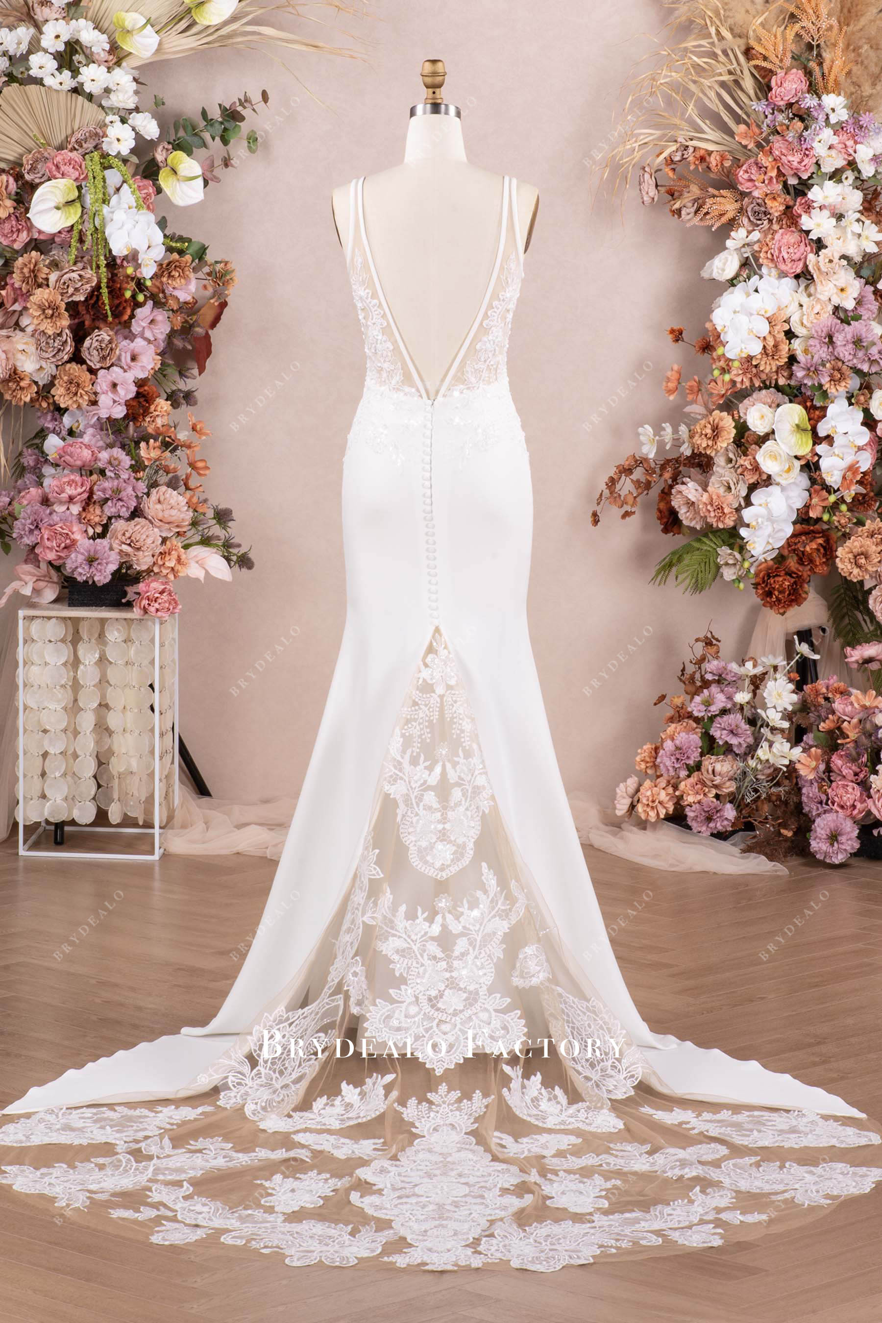 illusion lace godet mermaid bridal gown