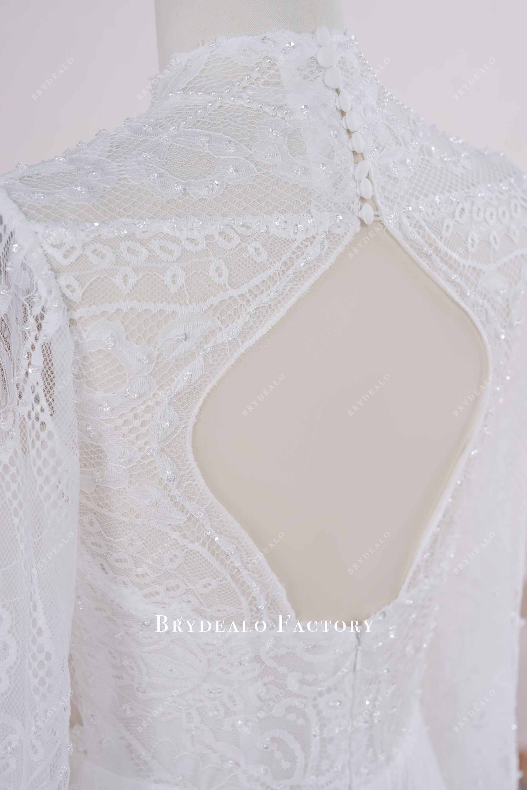 illusion lace keyhole back wedding dress