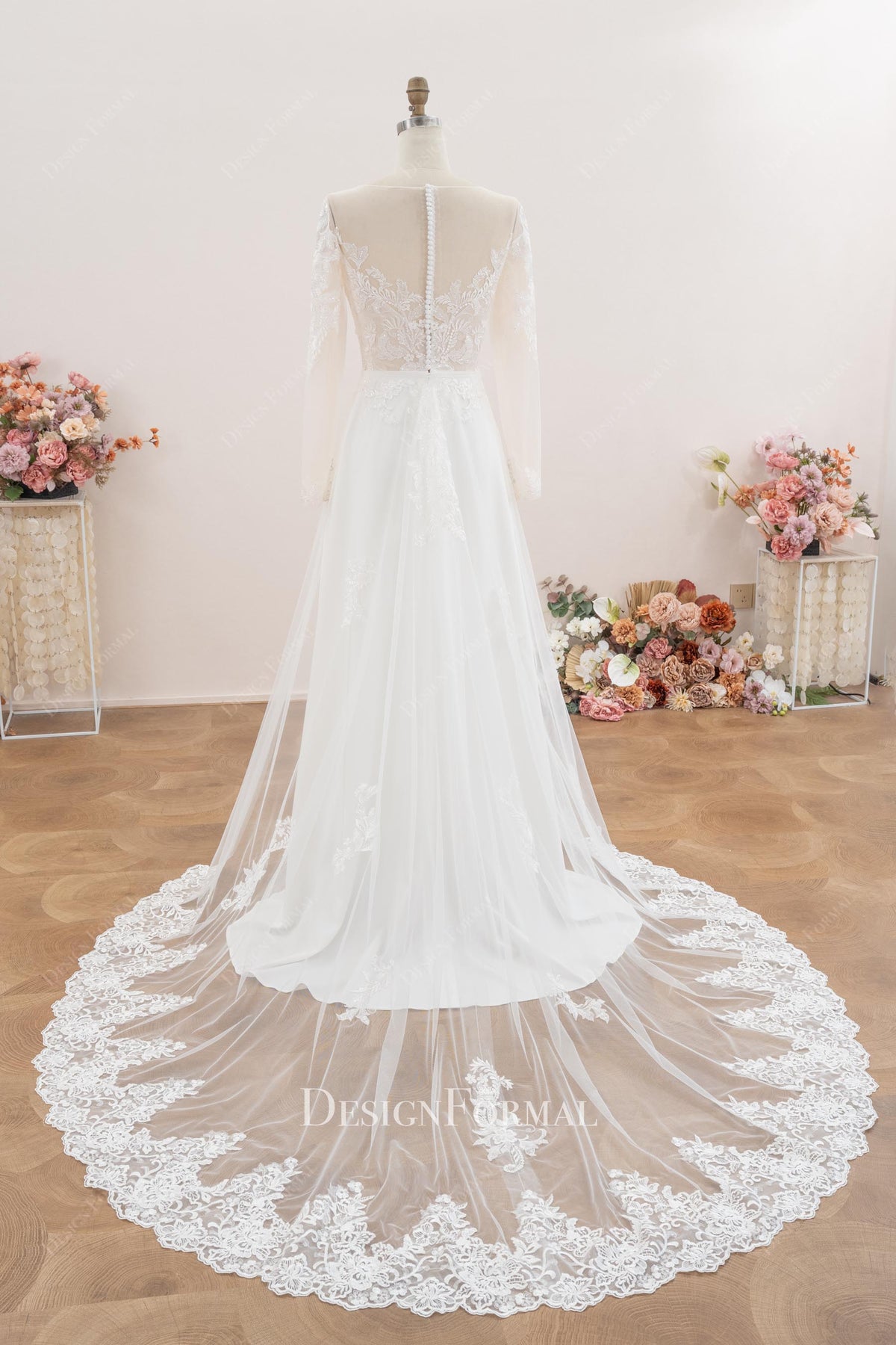 illusion overskirt wedding dress