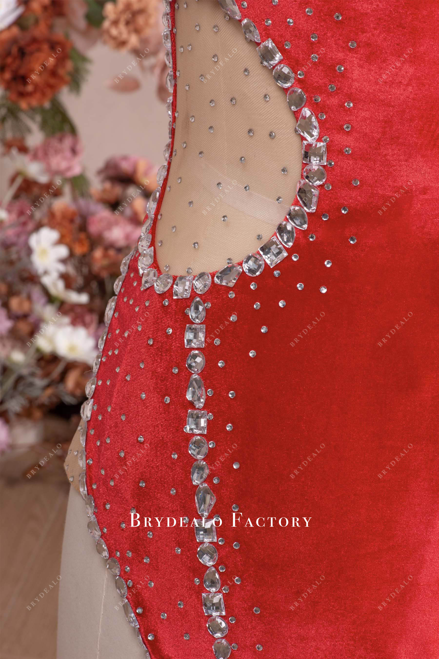illusion cutout rhinestones sparkly prom dress