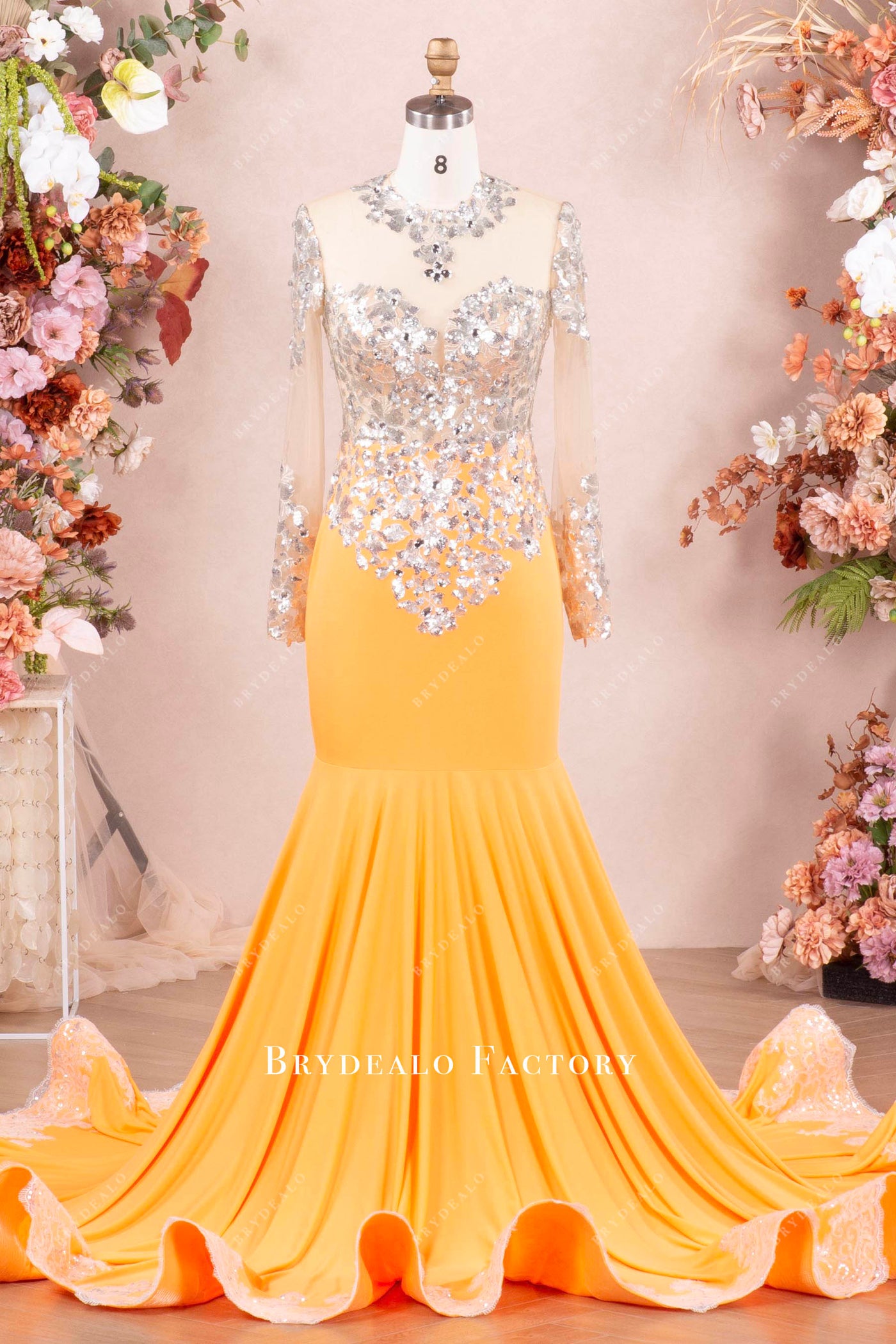 Panoply - 14848 Gorgeous Yoke Illusion Jersey Mermaid Gown with Cutouts