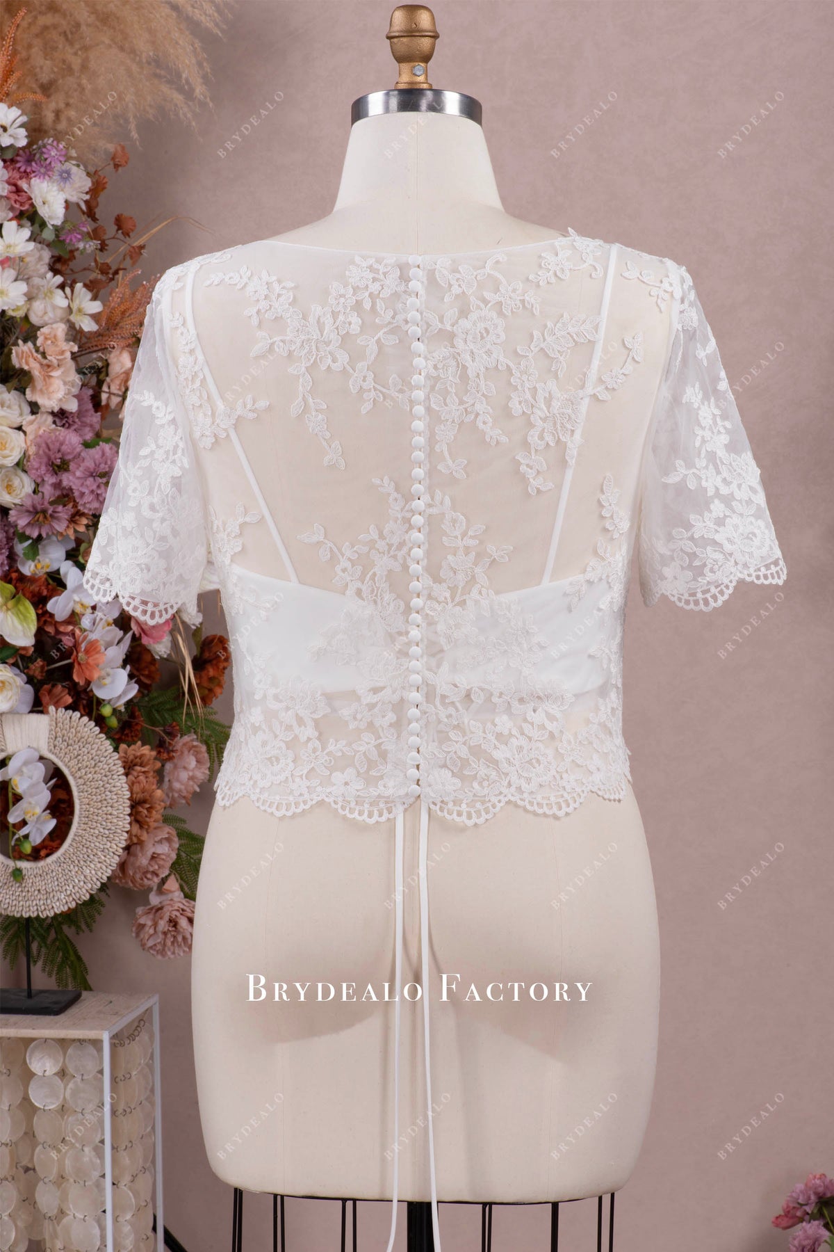 illusion sleeve lace bridal top