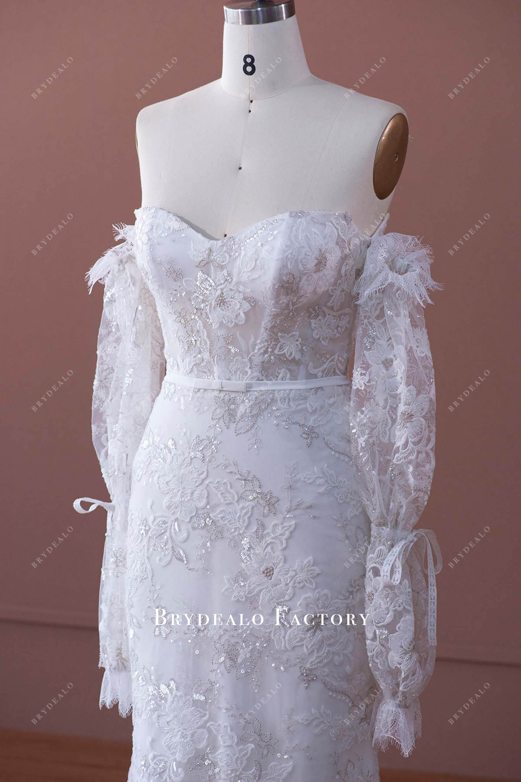 illusion sweetheart neck wedding dress