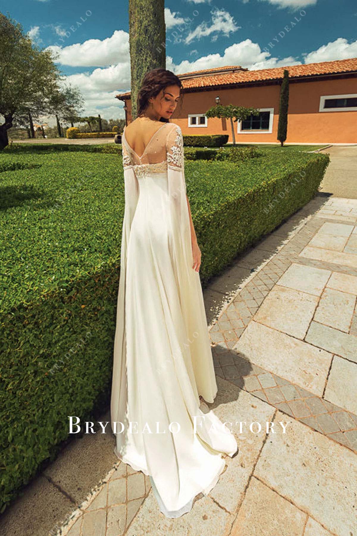 illusion v back bridal dress