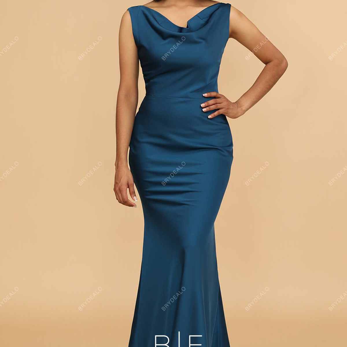 ink blue satin dress Ink Blue Satin Straps A-Line Wedding Guest Dress main image 0