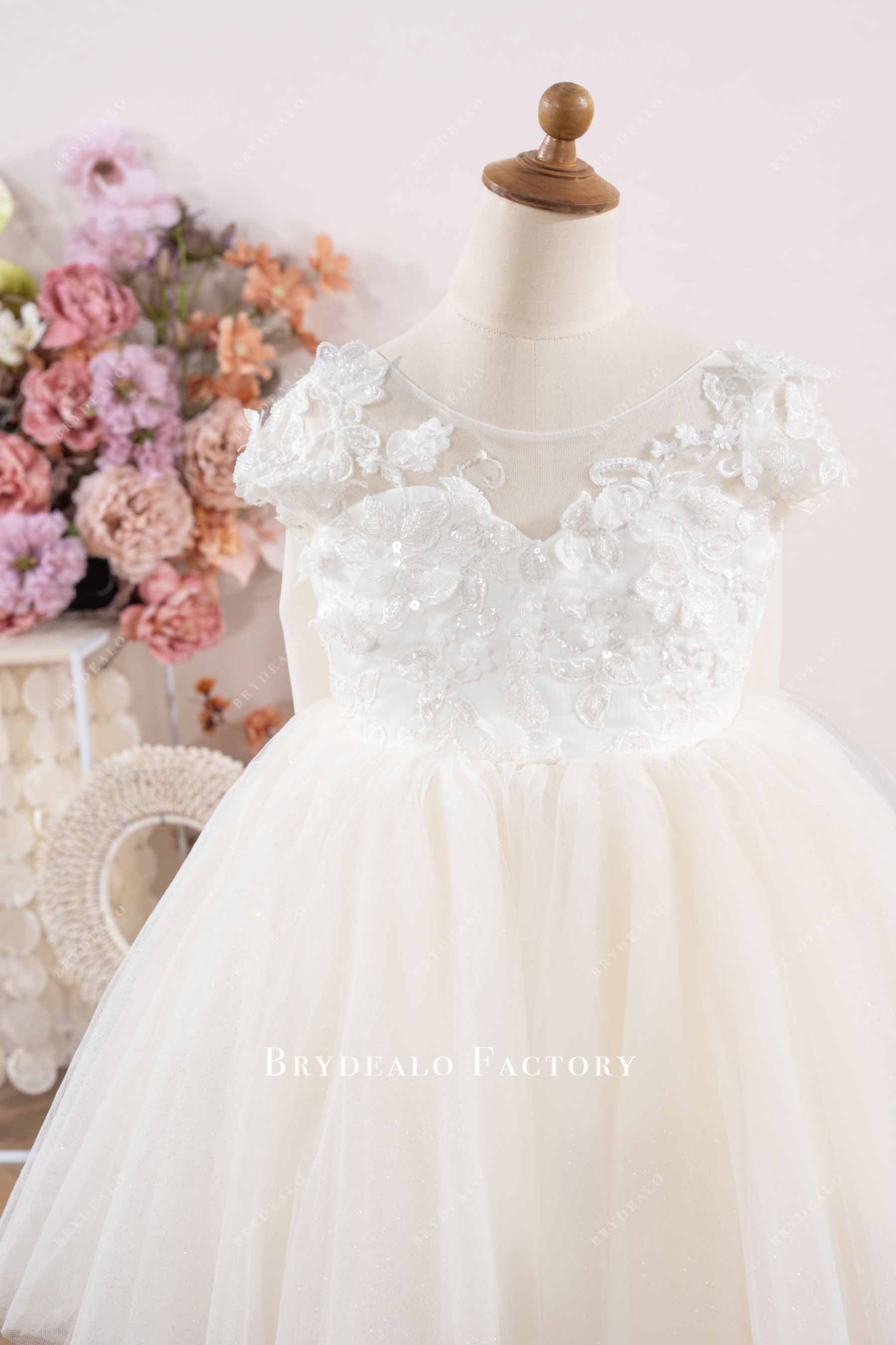 ivory luxury lace appliques kids dress