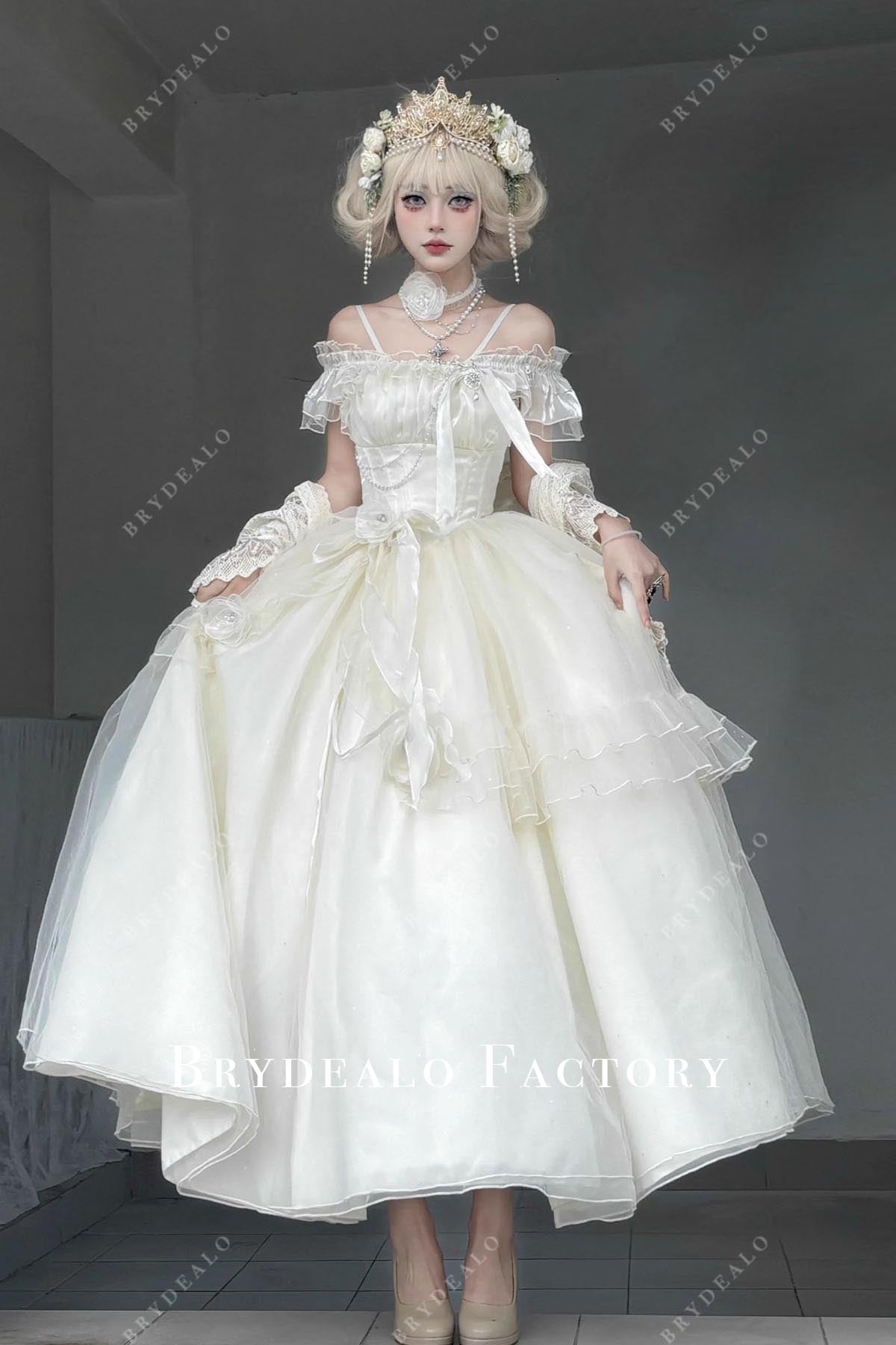 ivory off shoulder puffy a line lolita dress