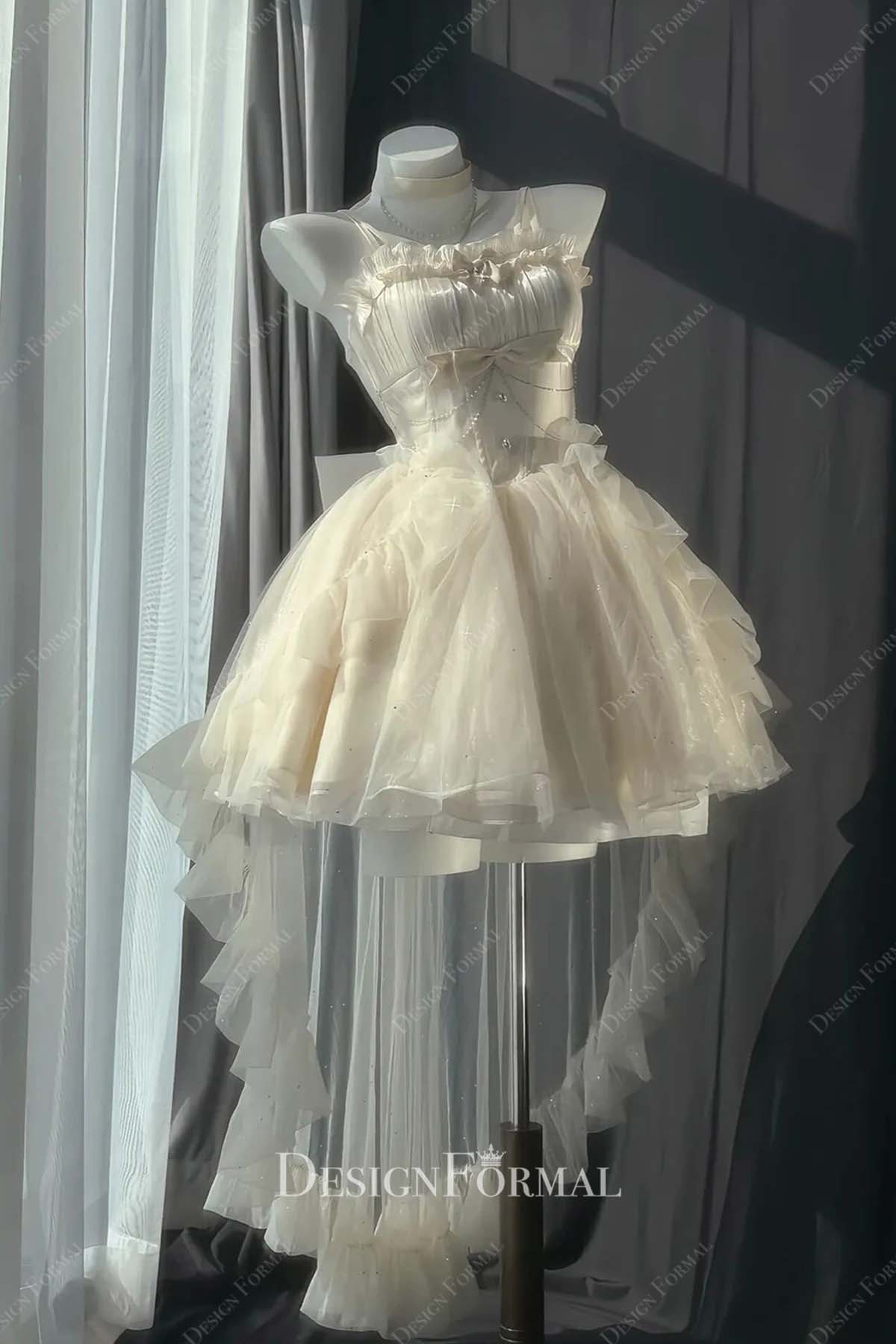 ivory short with panel train lolita dress