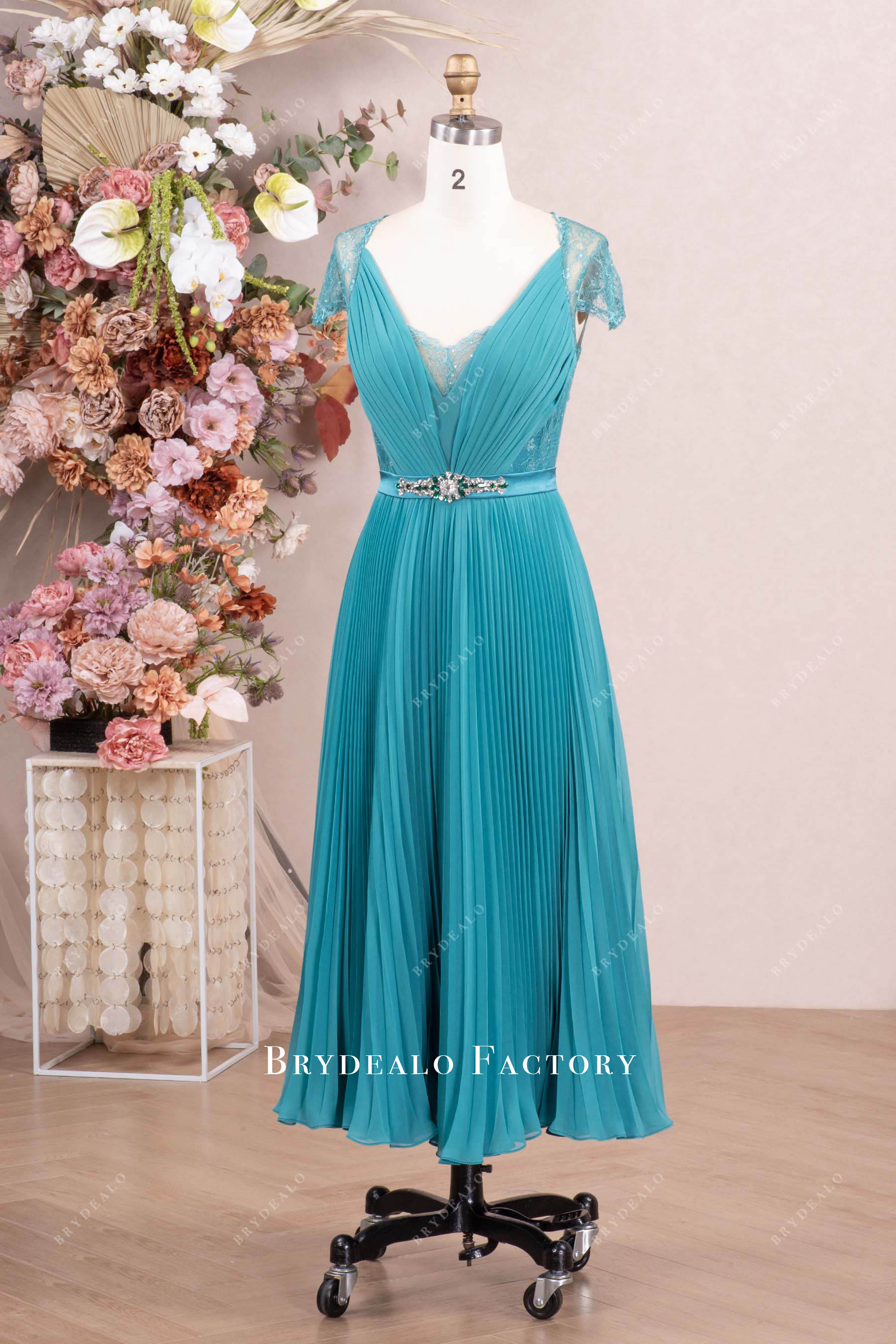 jade cape sleeve formal evening dress