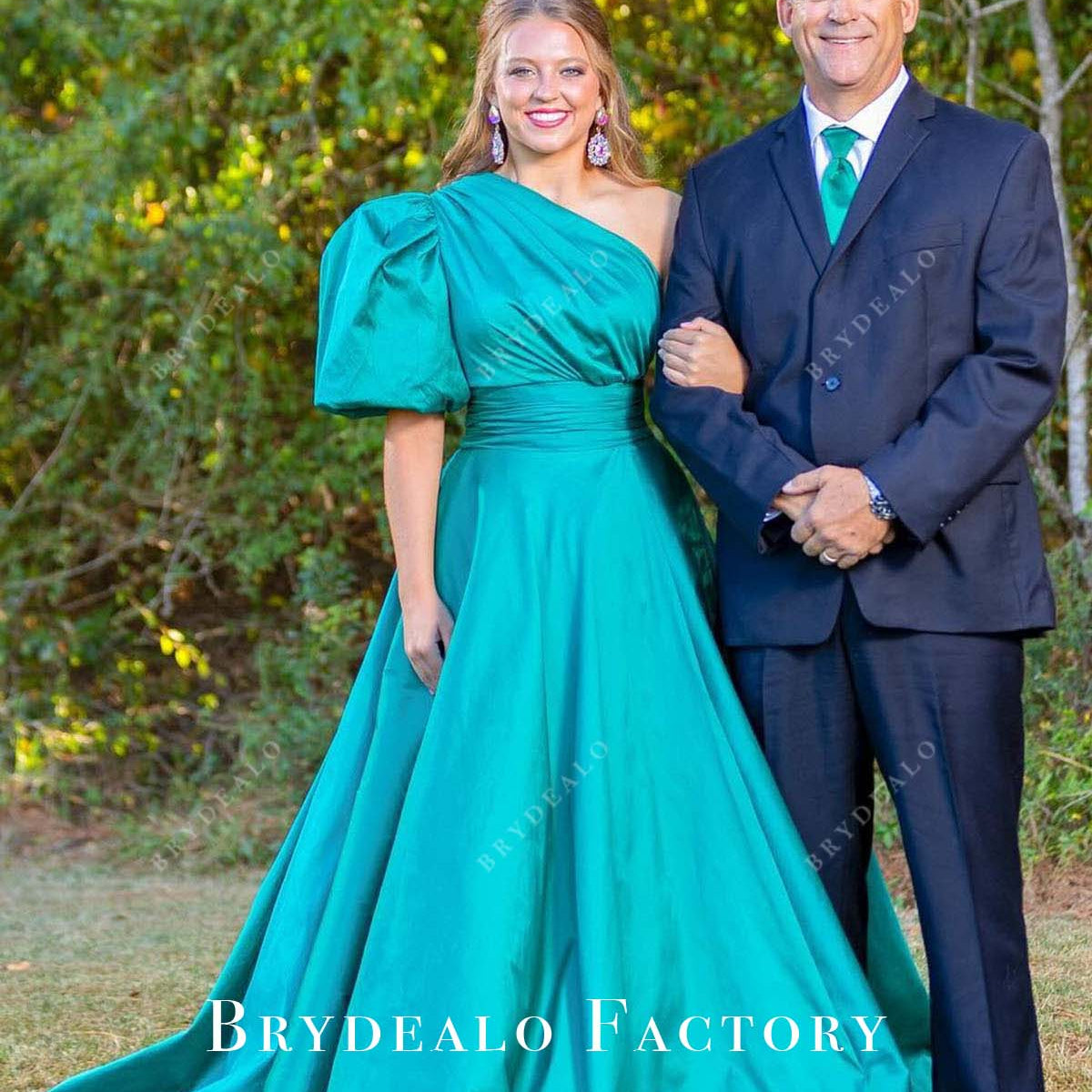 Jade One Sleeve A-Line Long Train Homecoming Dress Jade One Sleeve A-Line Long Train Homecoming Dress