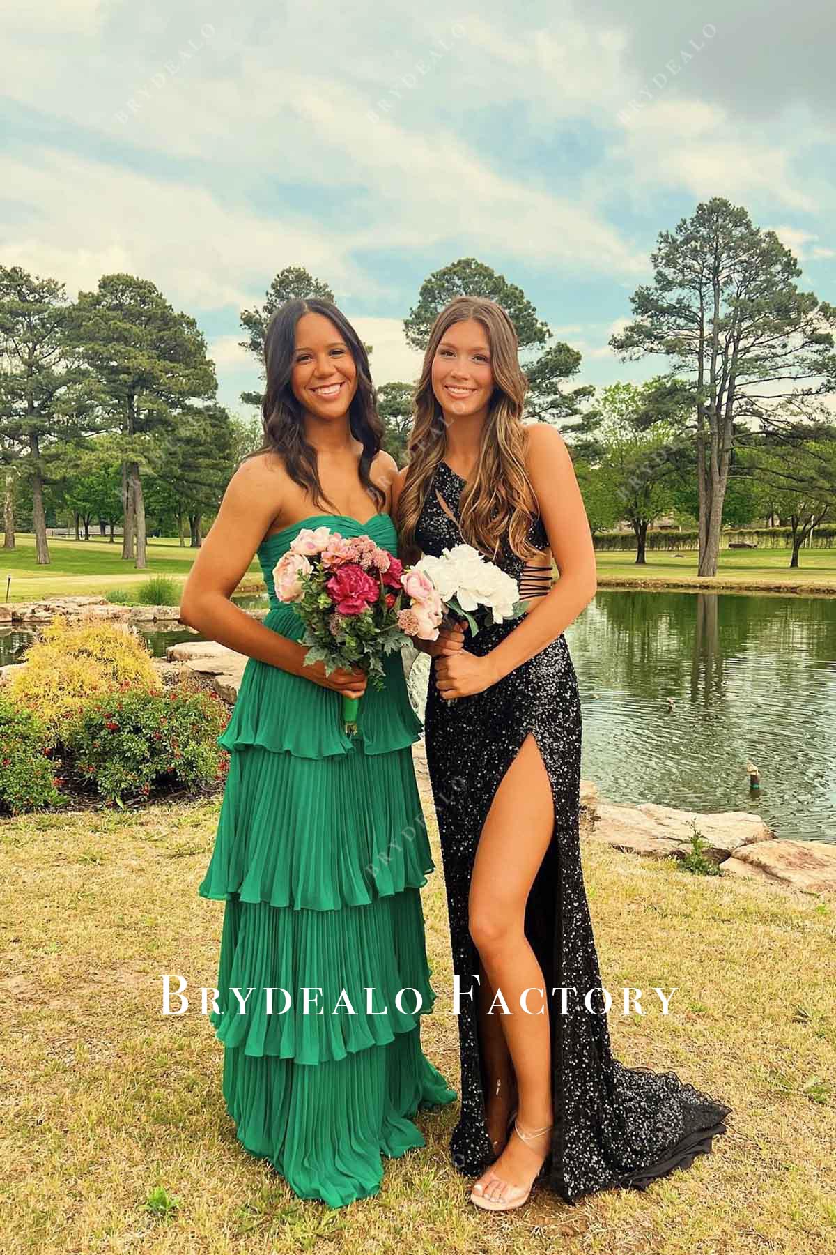 jungle green semi sweetheart prom dress