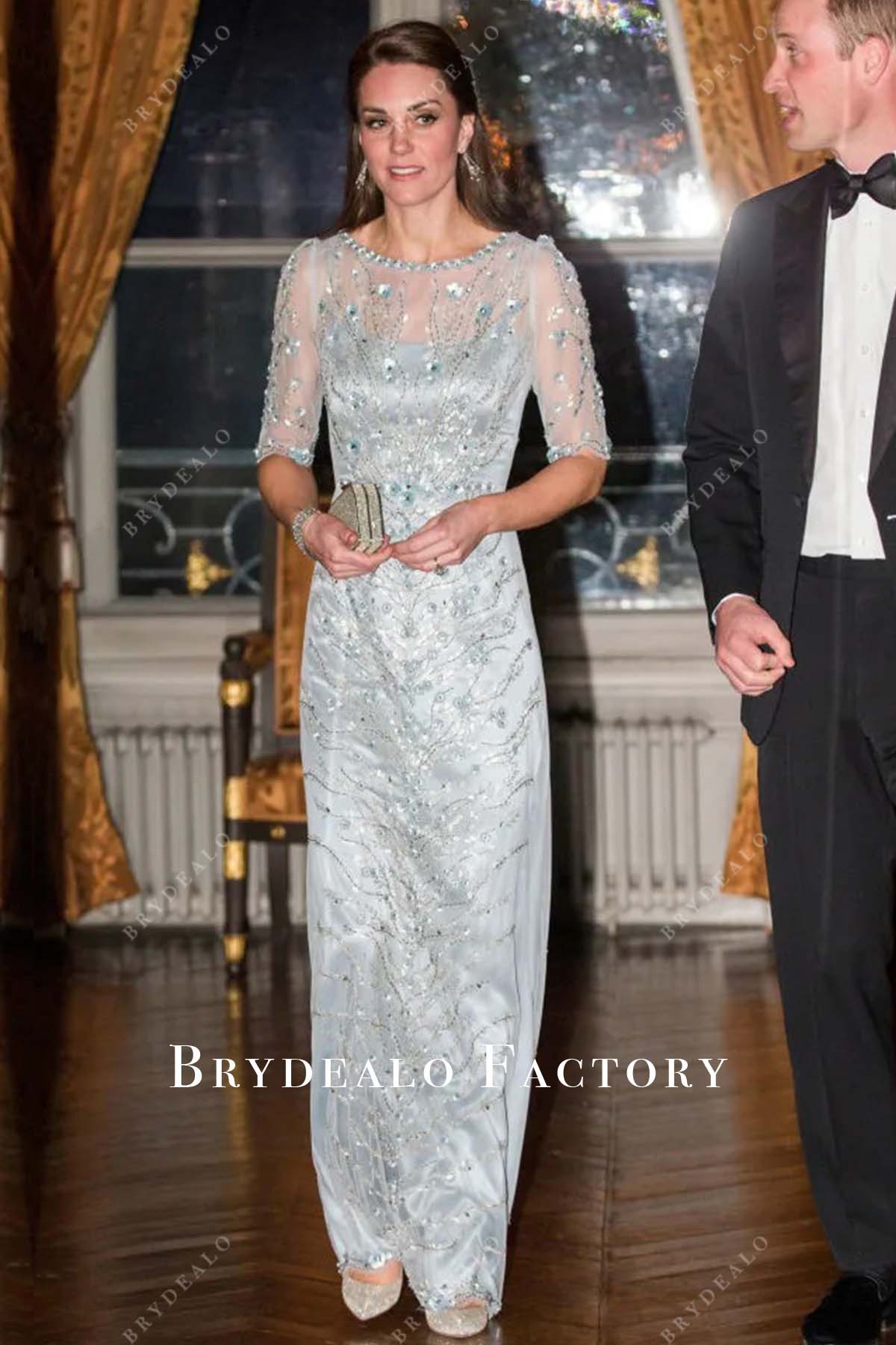 Kate Middleton Sparkly Grey Dress 2017 Paris Trip