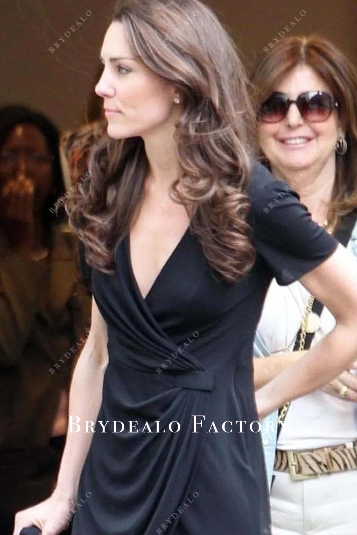 Kate Middleton Black V-neck Wrap Dress