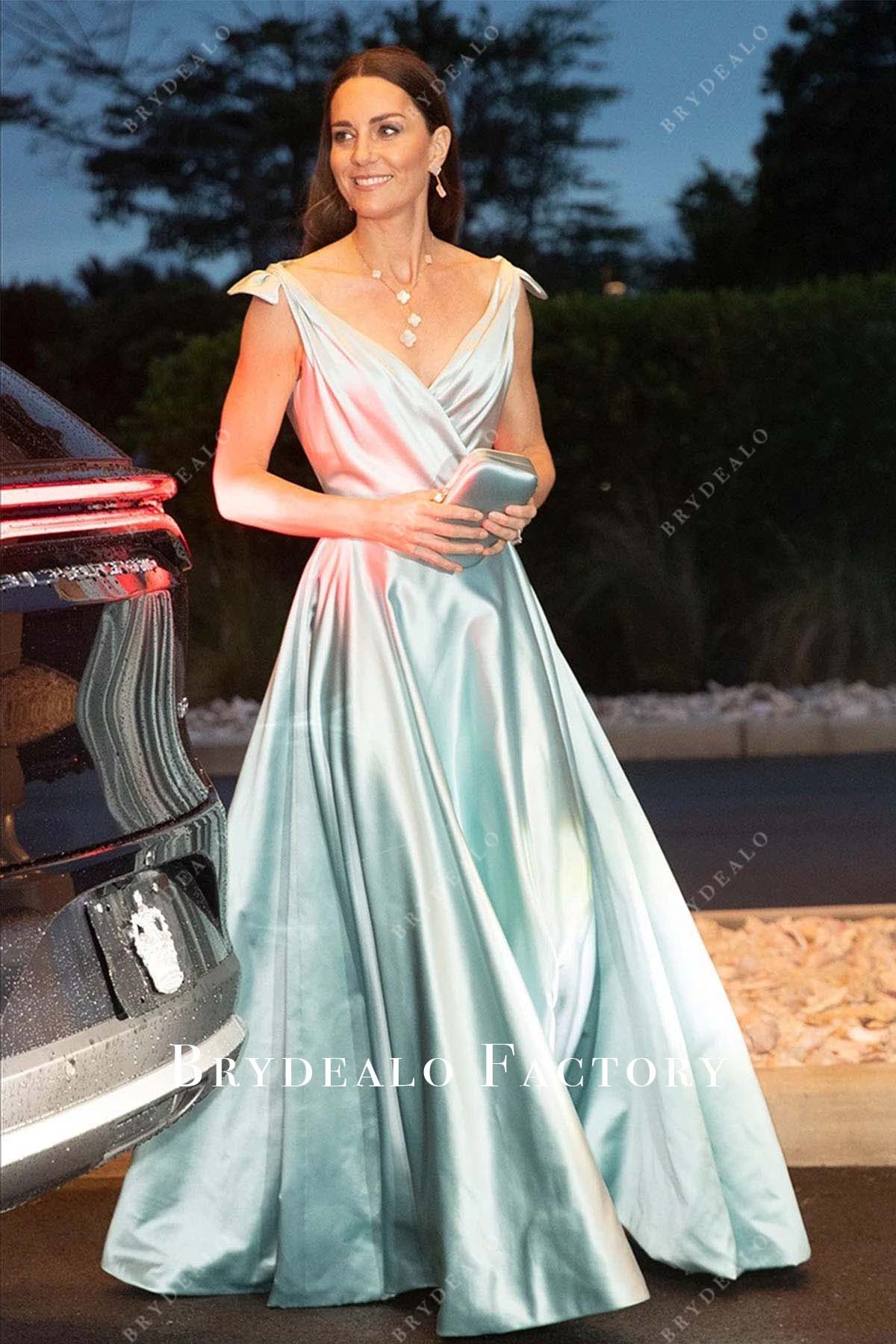 Kate Middleton Ice Blue Bahamas Reception 2022 Dress