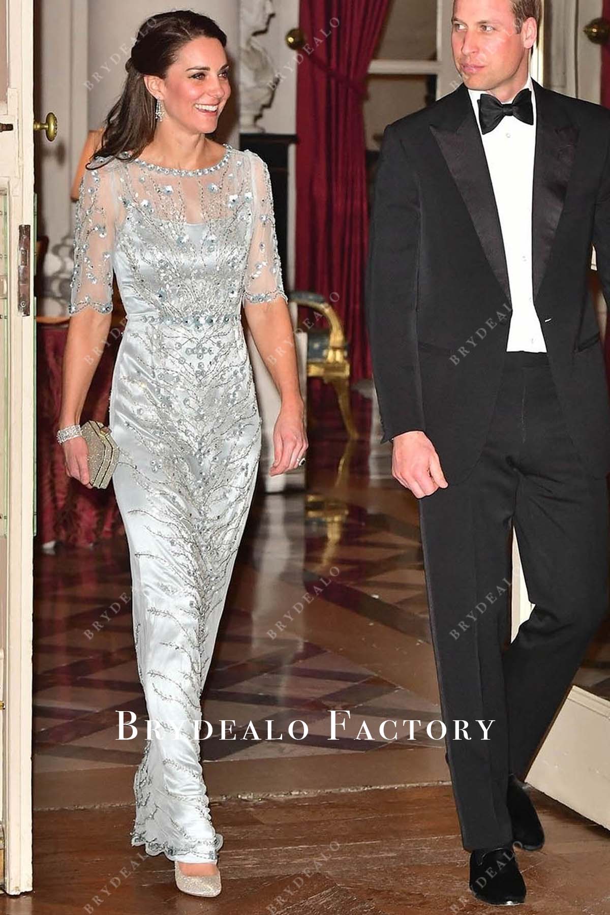 Kate Middleton Silver Sequin Evening Dress 2017 Paris Trip