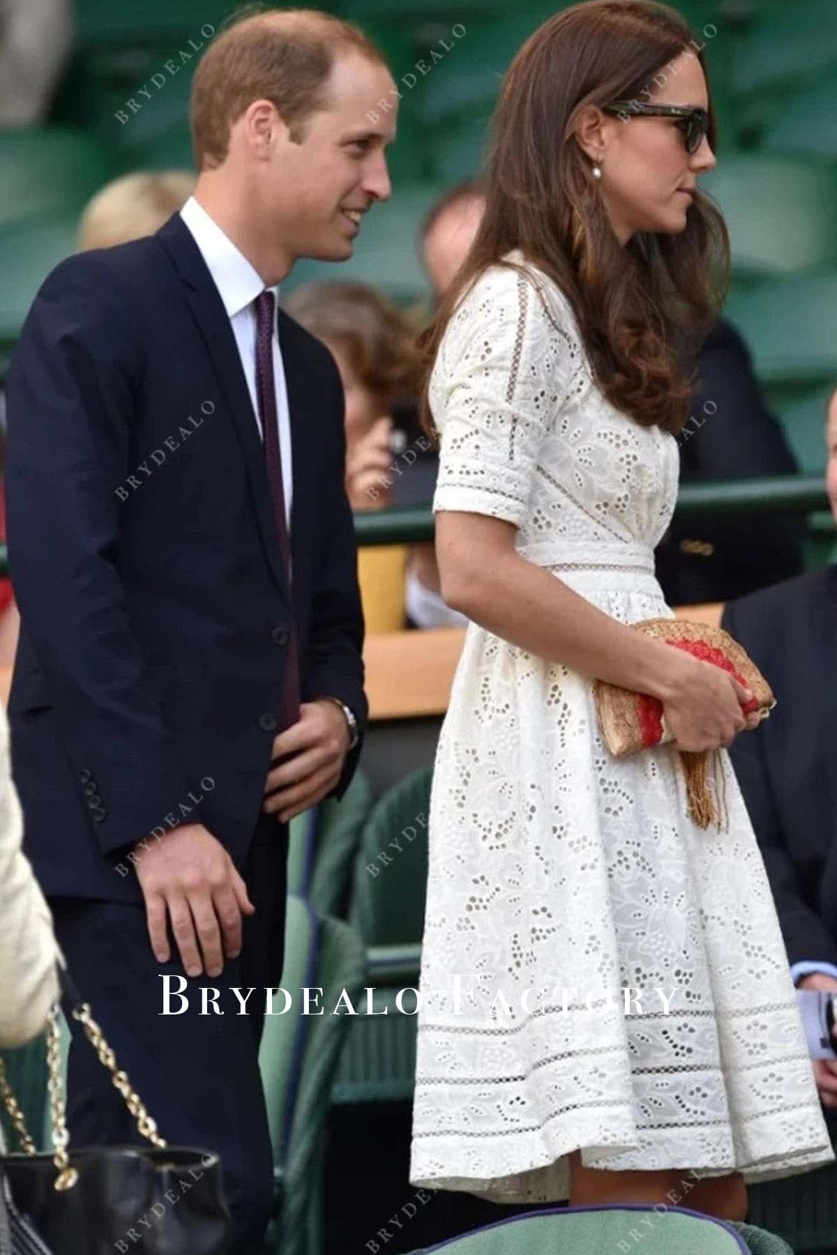 Kate Middleton White Lace Short Dress Wimbledon 2014
