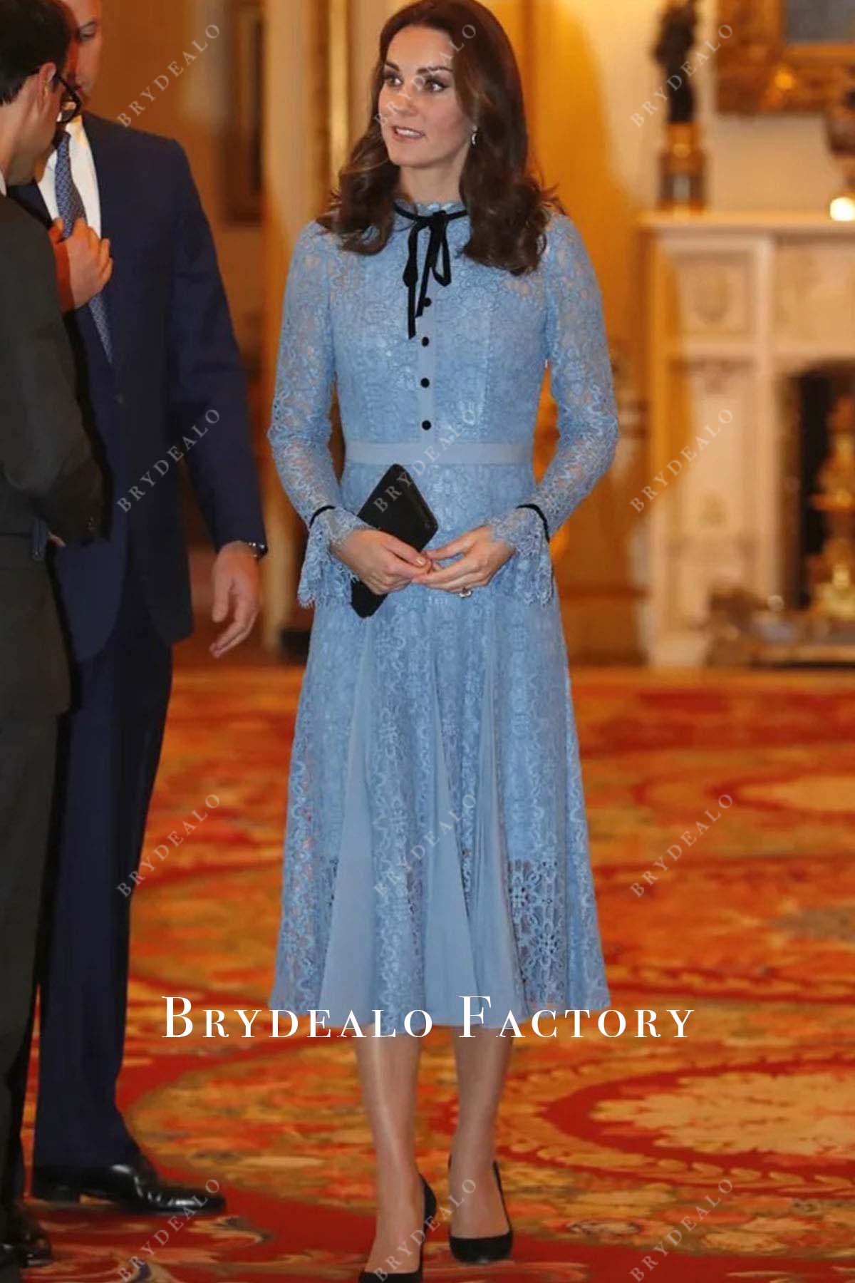 Kate Middleton Blue Lace Dress World Mental Health Day 2017