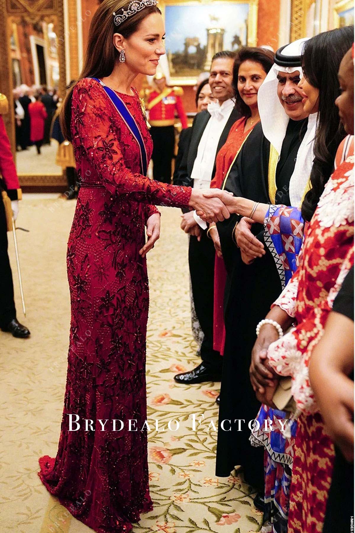 Kate Middleton Red Long Gown 2022 Diplomatic Reception