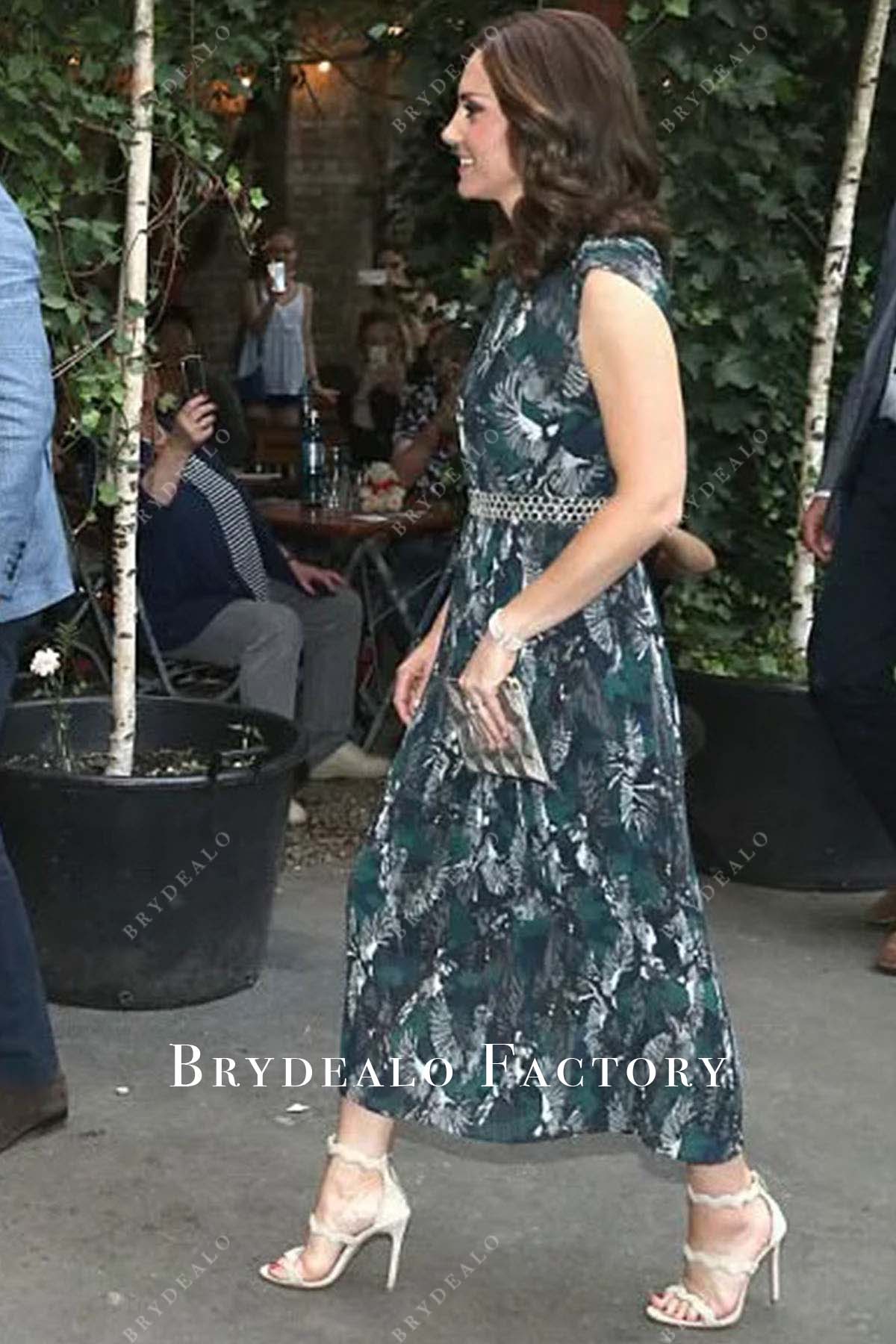 Kate Middleton 2017 Print Tea Length Reception Dress