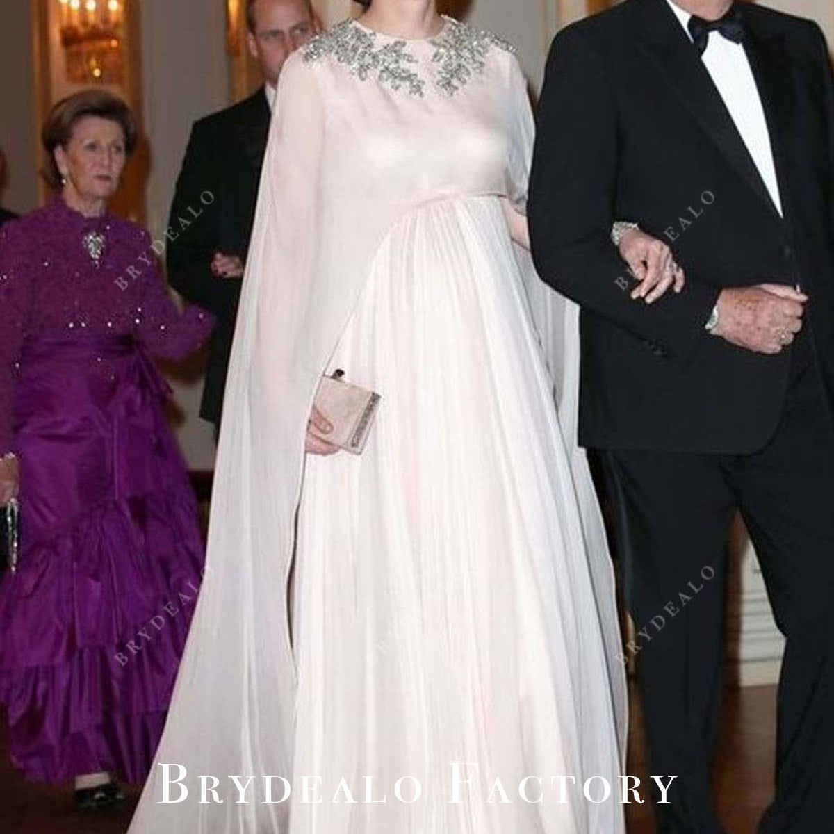 Kate Middleton Maternity Cape Dress 2018 Norway Visit Banquet
