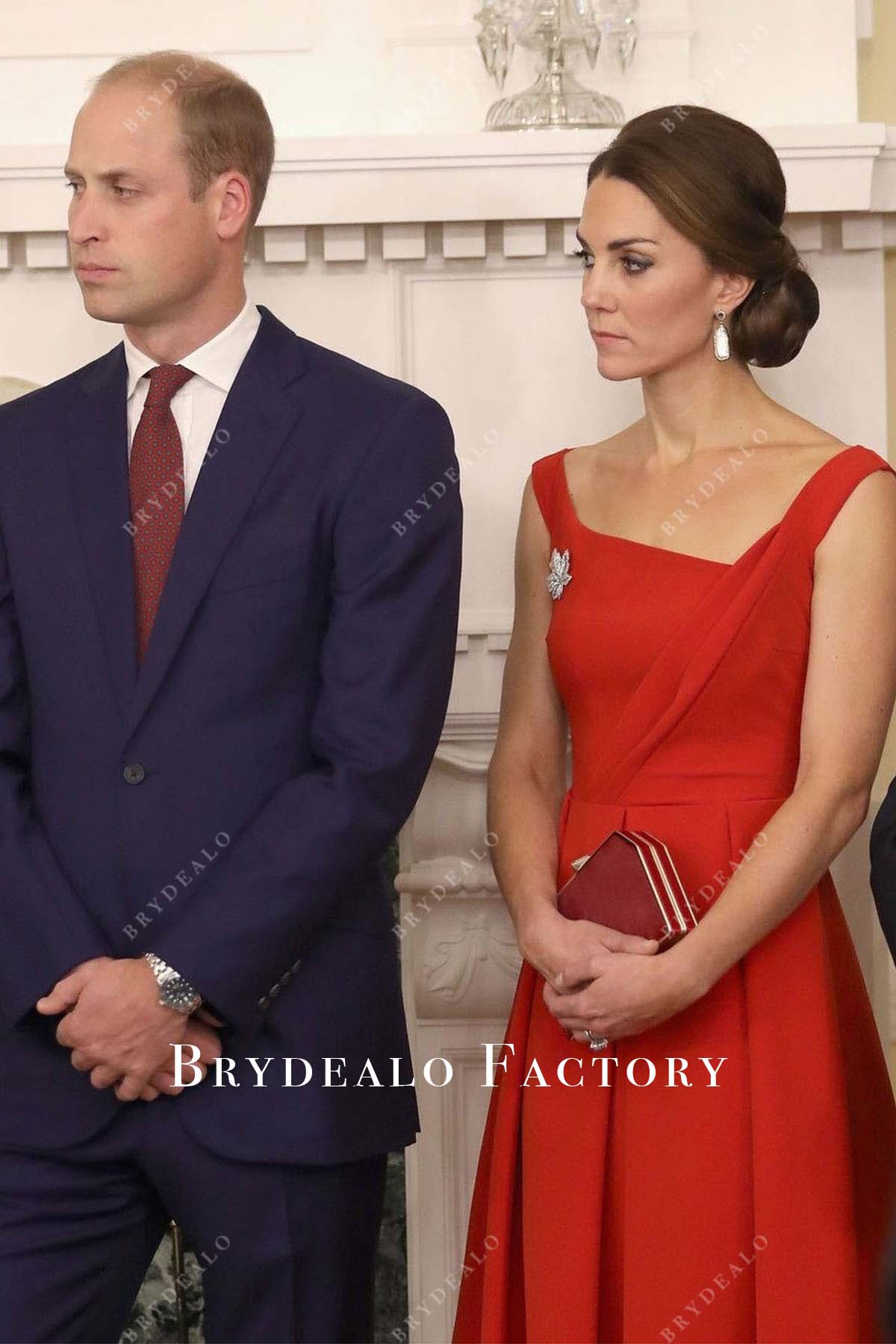 Kate Middleton Red Sleeveless 2016 Canada Reception