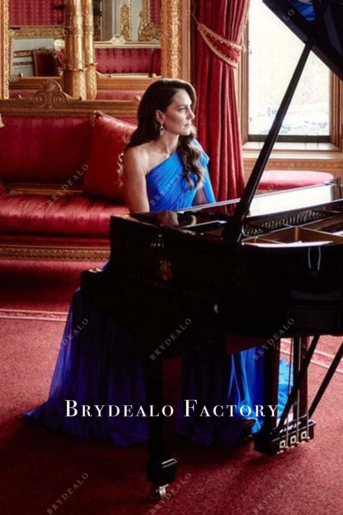 Kate Middleton Blue One Shoulder 2023 Piano Performance Dress