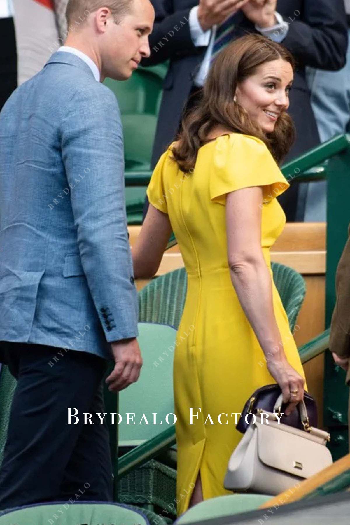 Kate Middleton Short Yellow Dress Wimbledon Men’s Final 2018