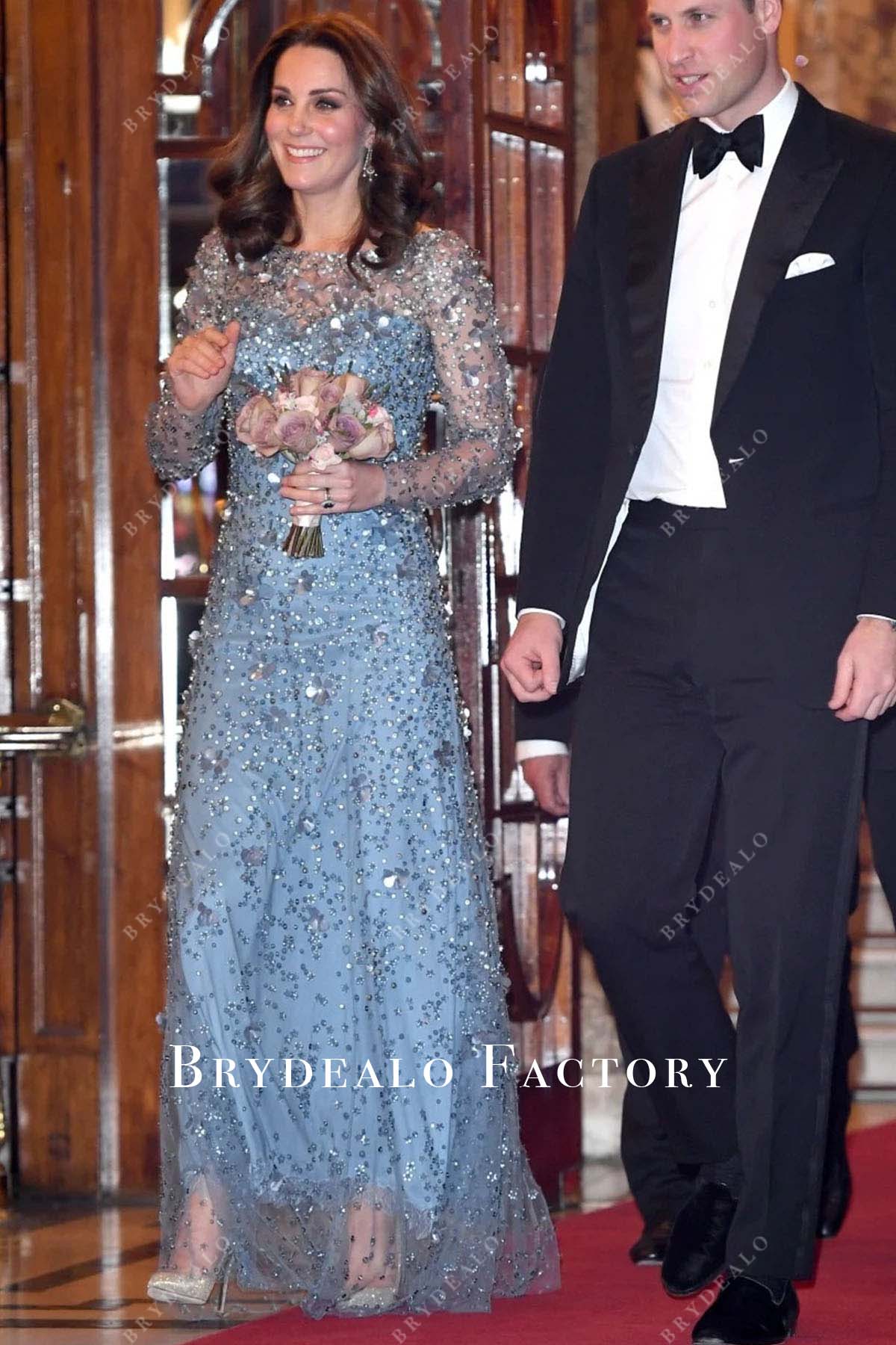 Kate Middleton Sparkly Blue Dress Royal Variety Show 2017