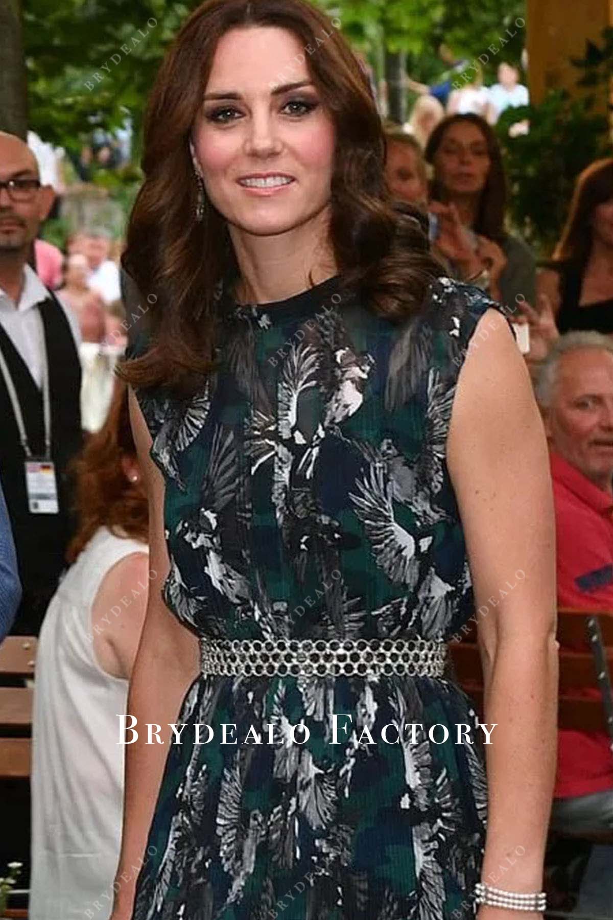 Kate Middleton 2017 Print Tea Length Reception Dress