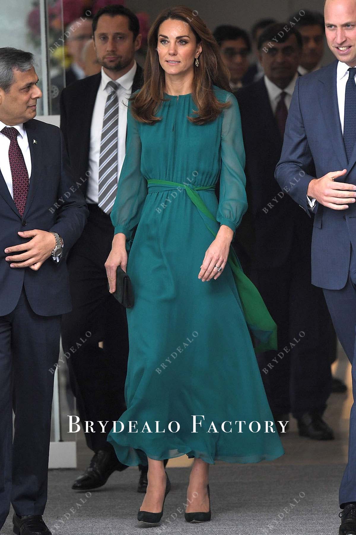 Kate Middleton Teal Ankle Length Dress Aga Khan Centre Visit 2019