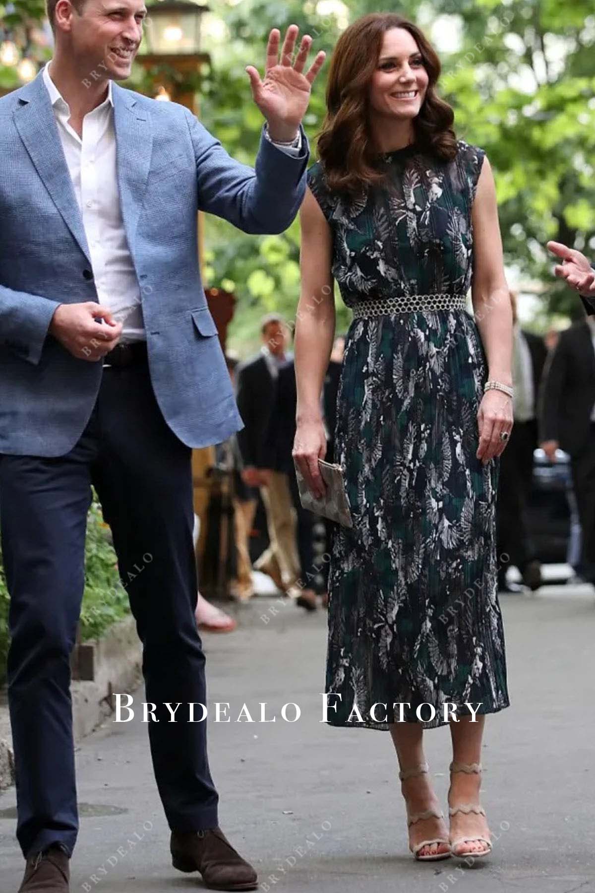 Kate Middleton 2017 Print Tea Length Reception Dress