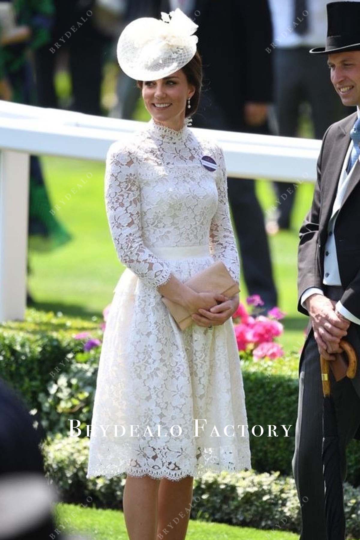 Kate Middleton White Long Sleeve Dress 2017 Royal Ascot