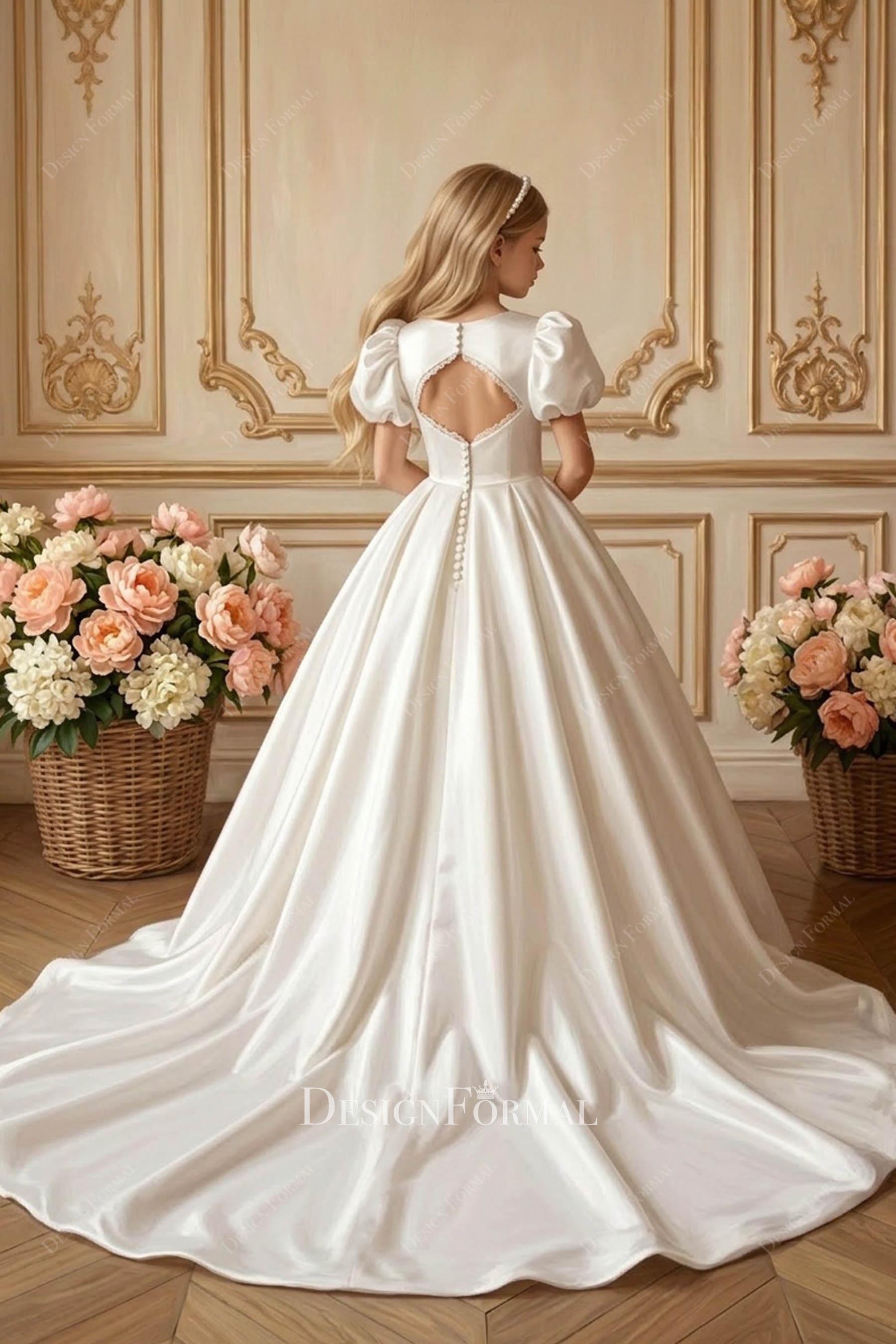 keyhole back first communion dress