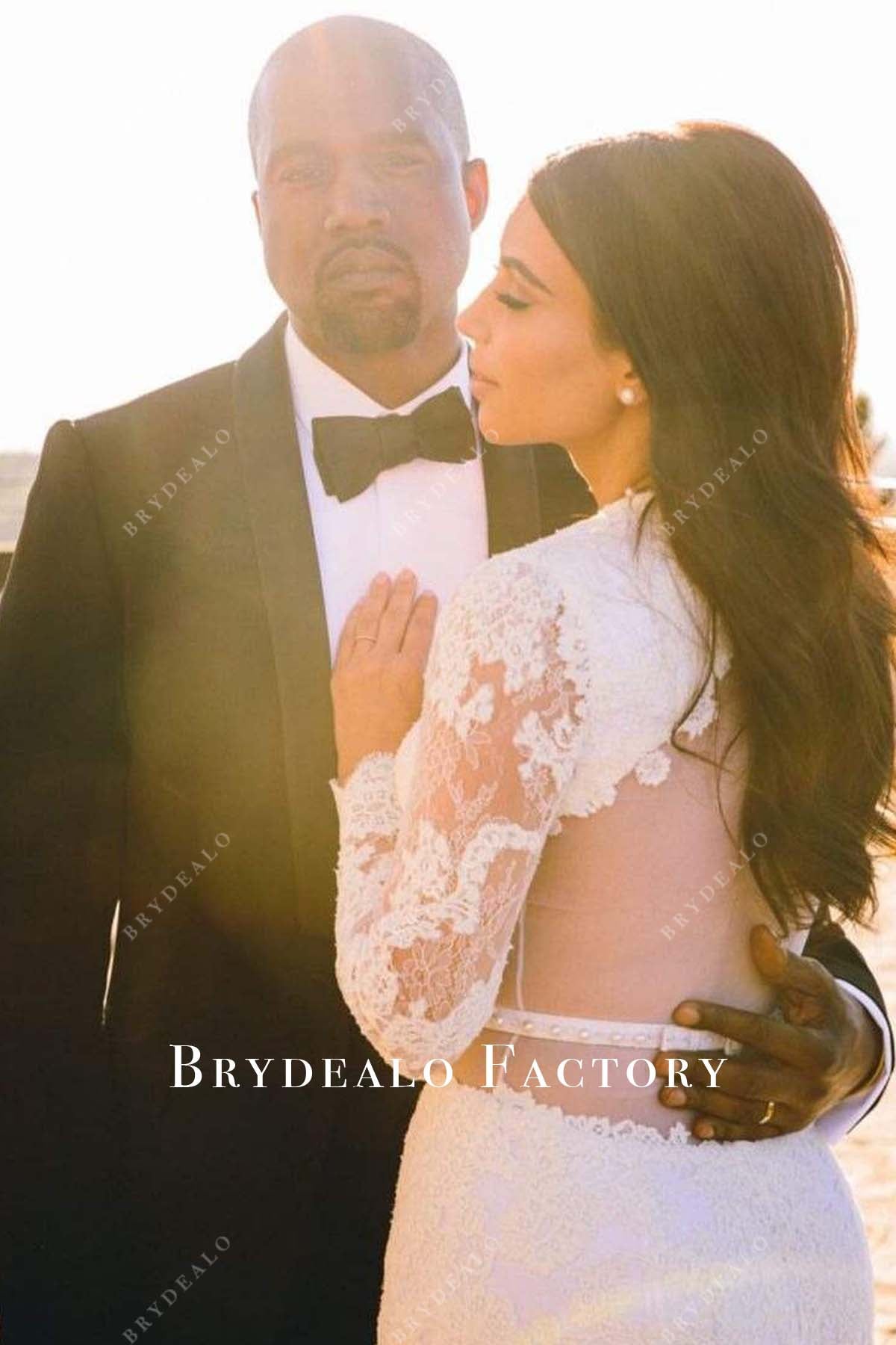 kim kardashian illusion back lace wedding dress