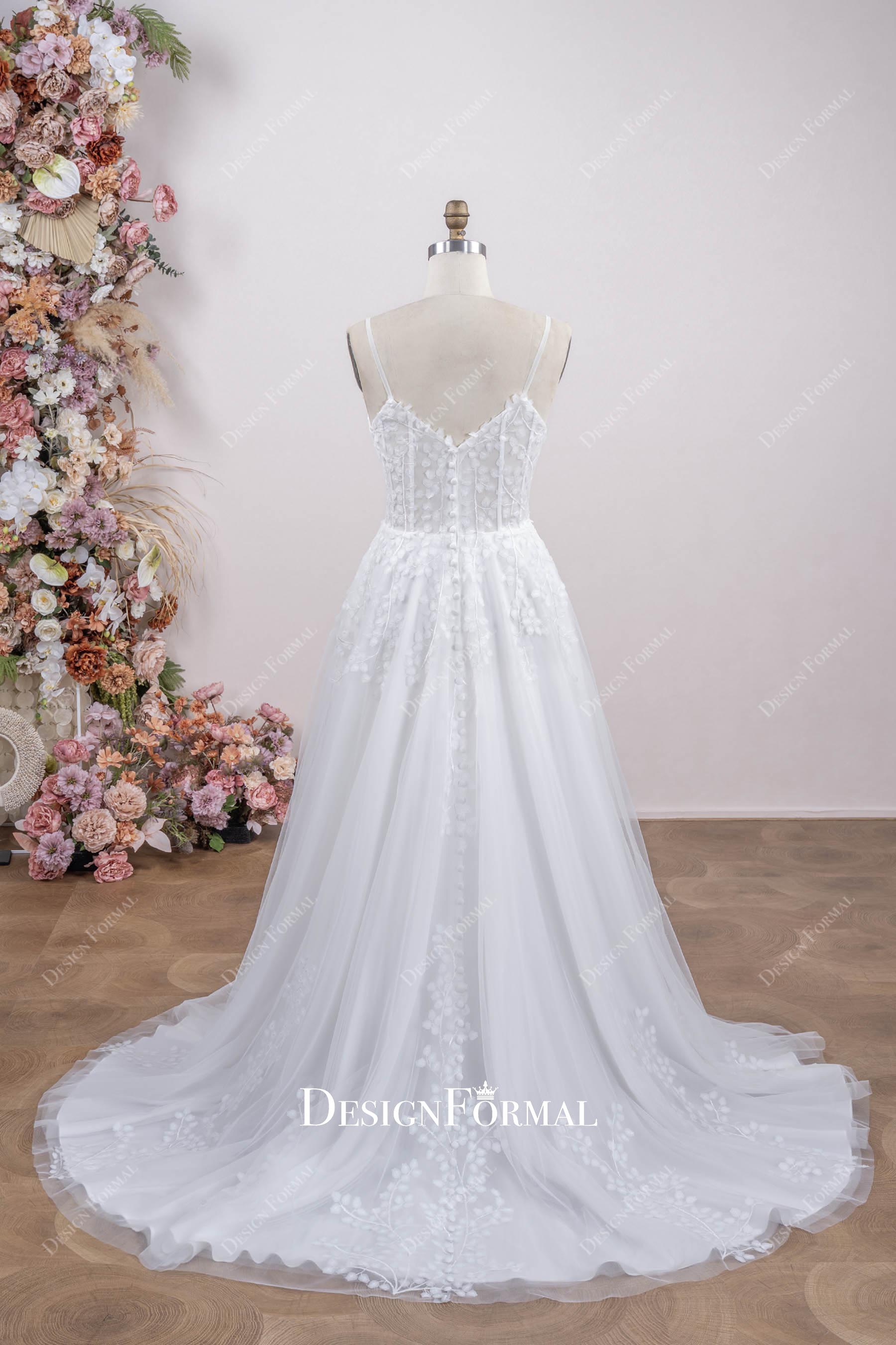 lace a line chapel train bridal dress