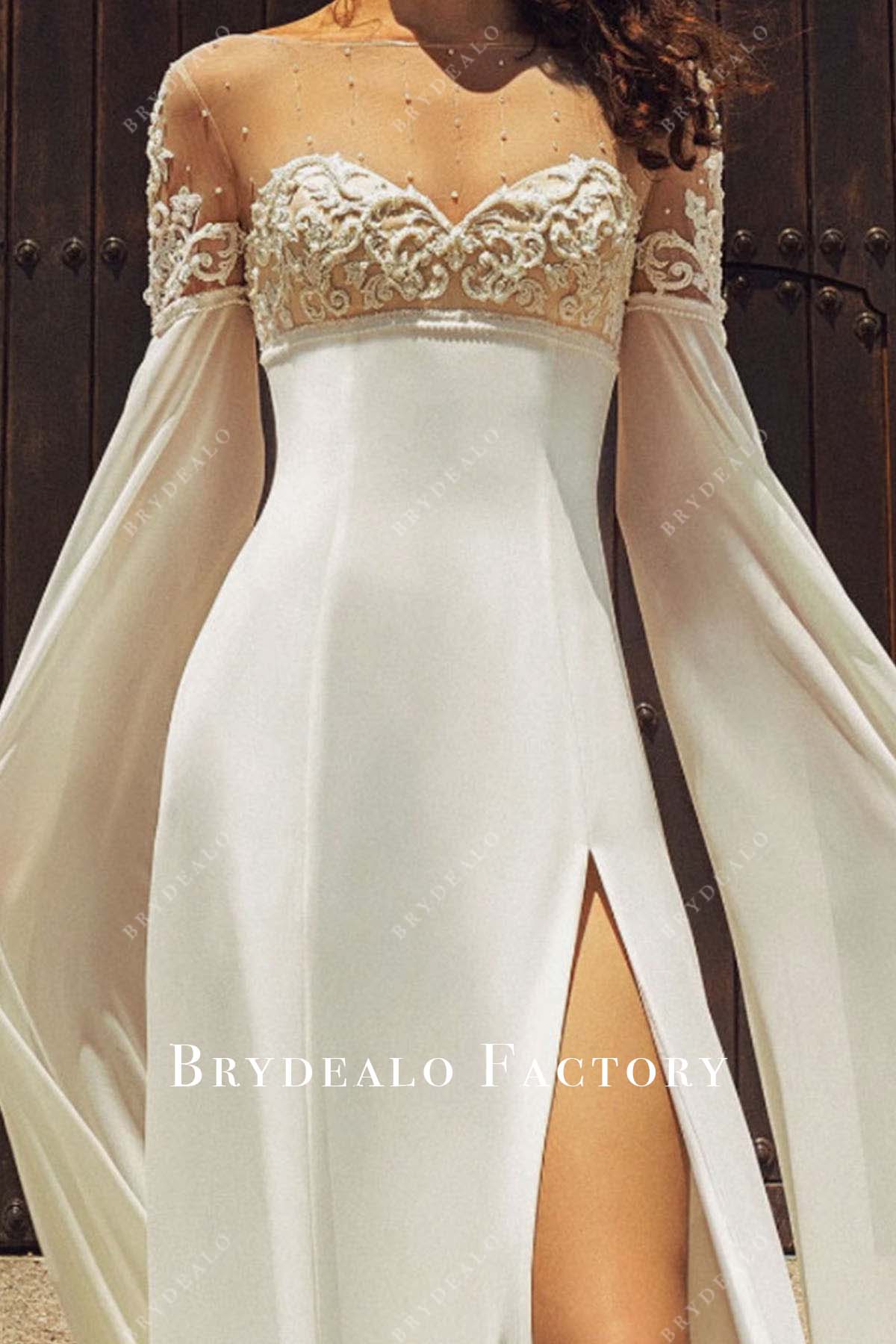 lace appliques beaded bridal dress