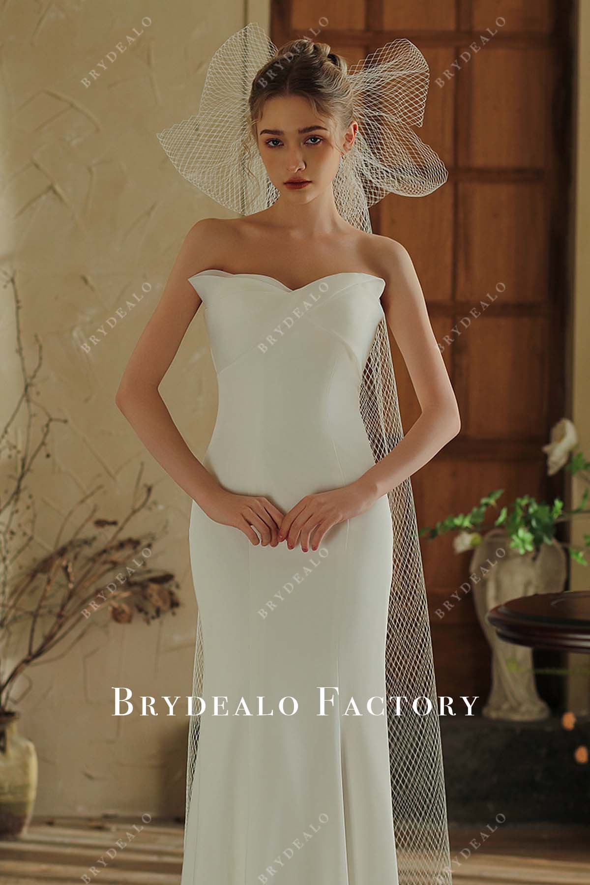 lace bowknot wedding veil 