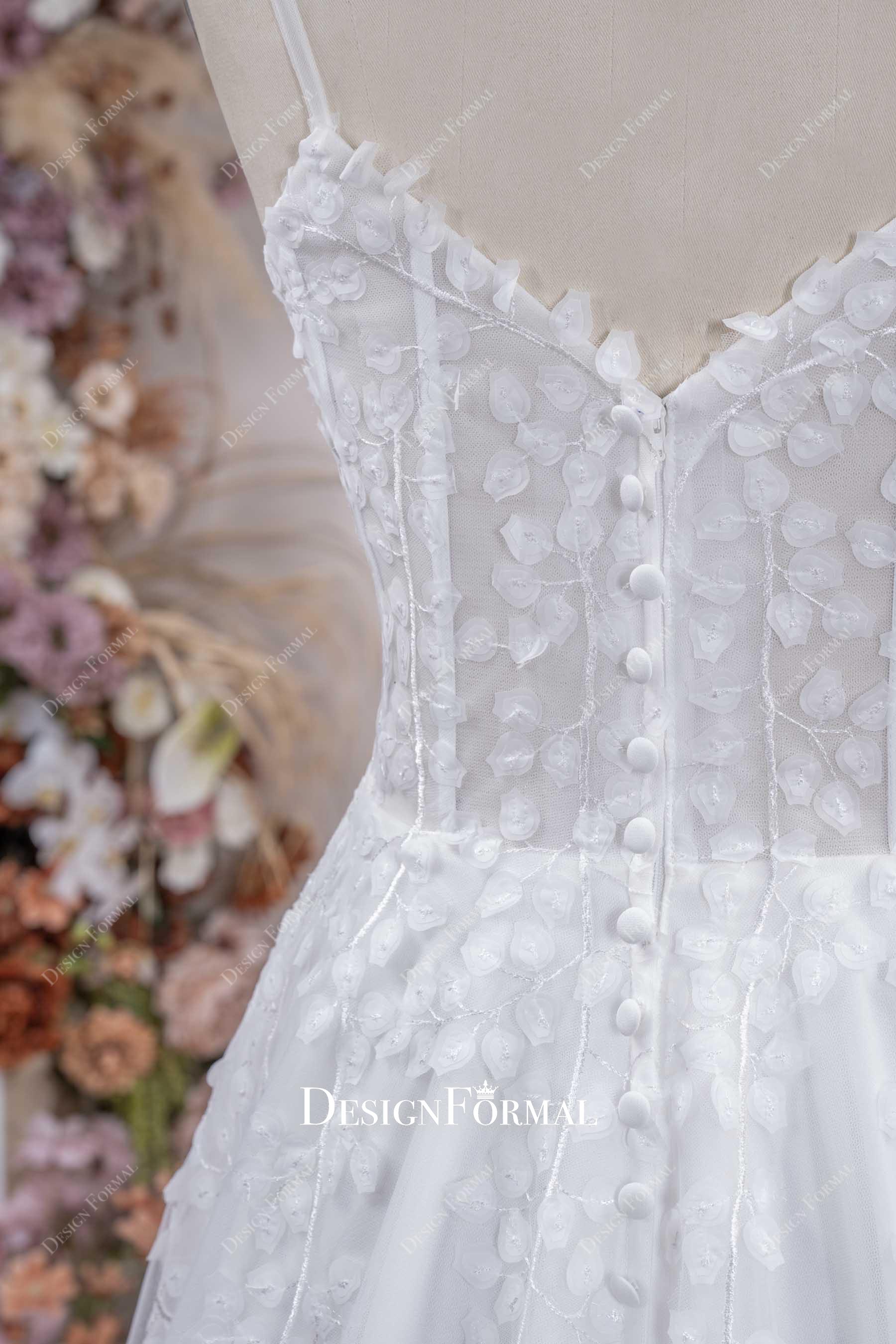 lace buttoned a line bridal dress