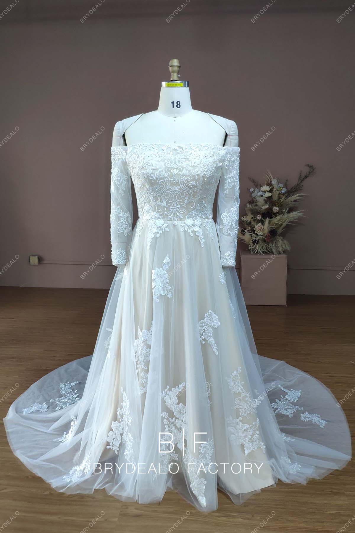 Designer Lace Off Shoulder Plus Size Wedding Dress