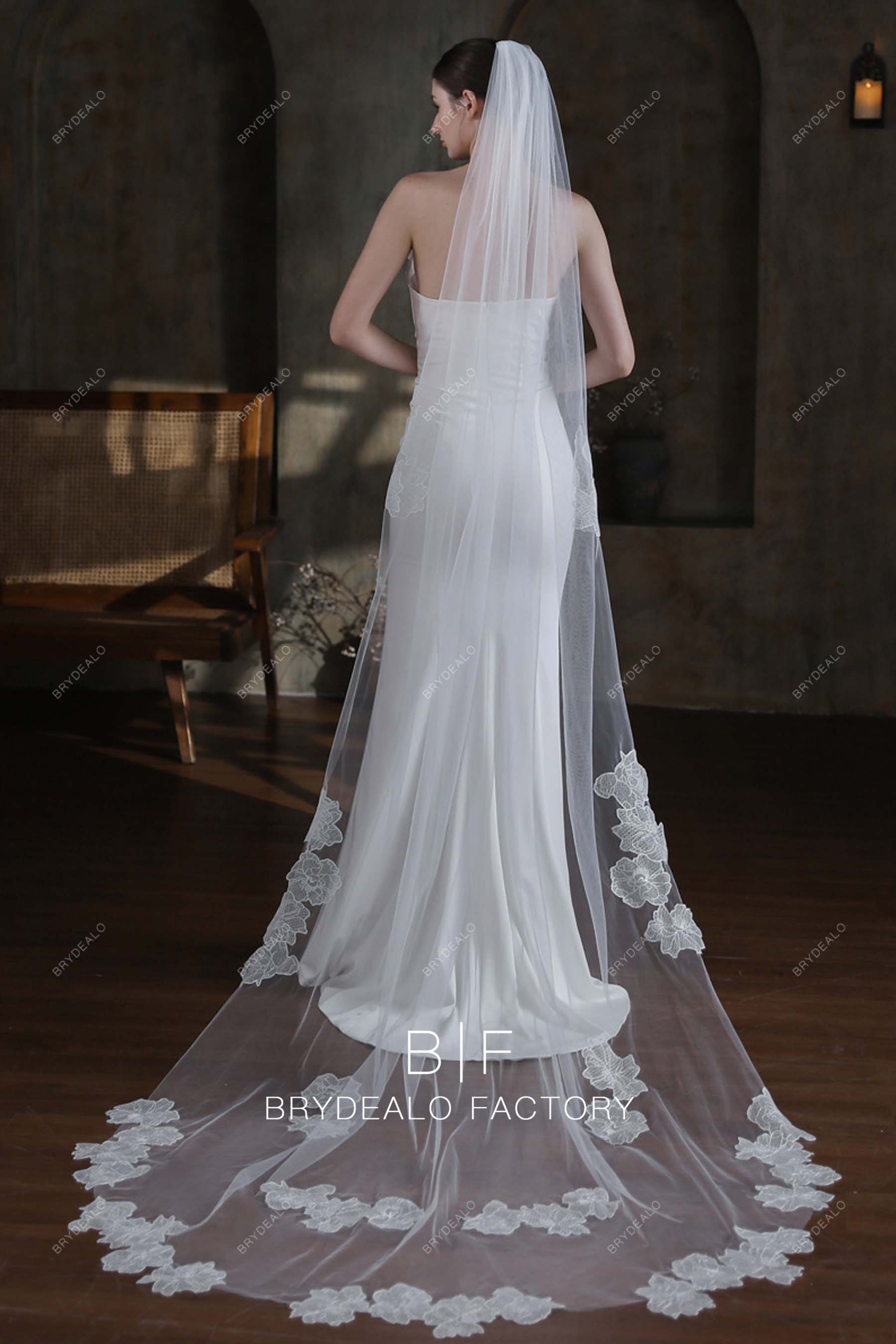lace chapel length bridal veil