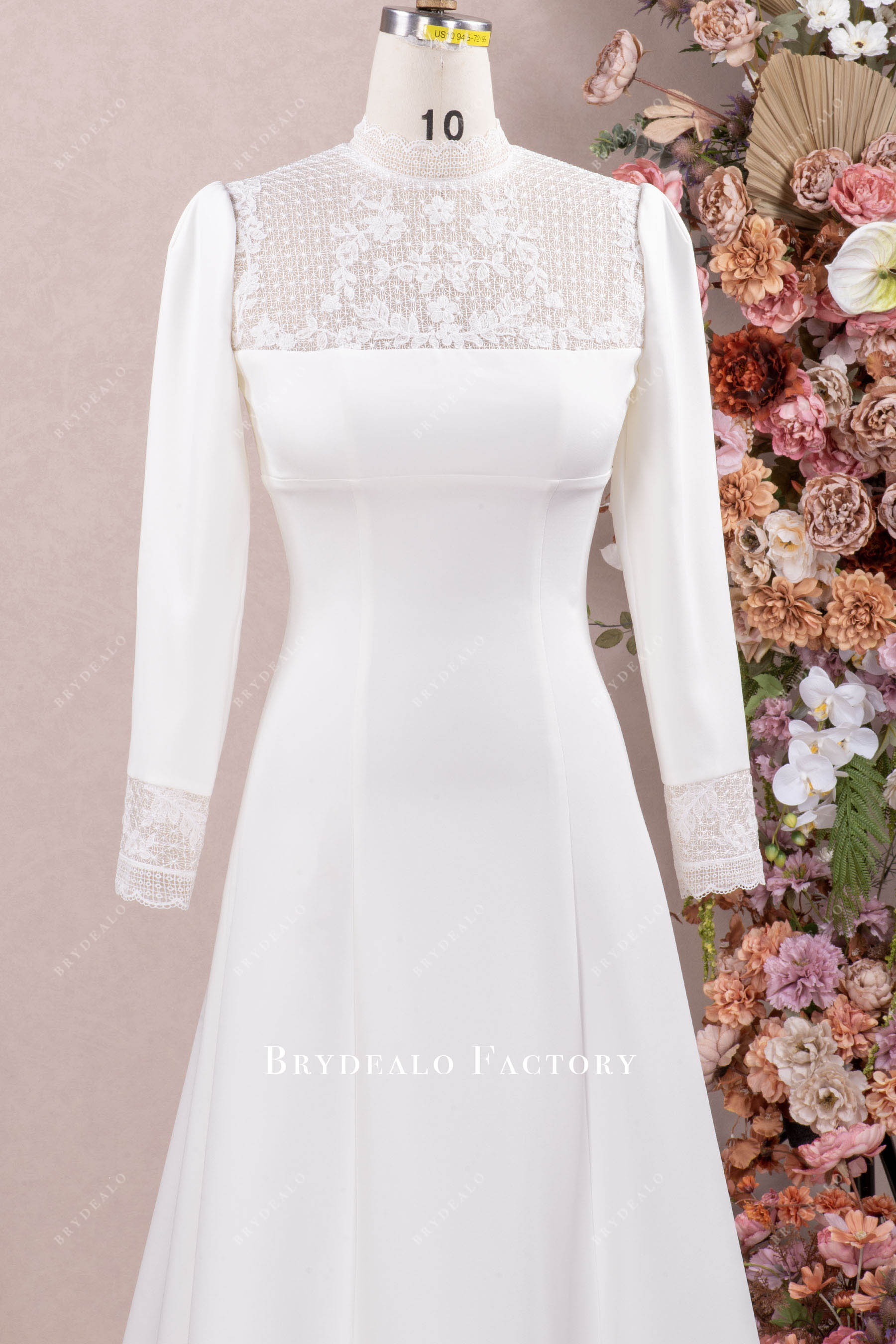 lace crepe wedding dress