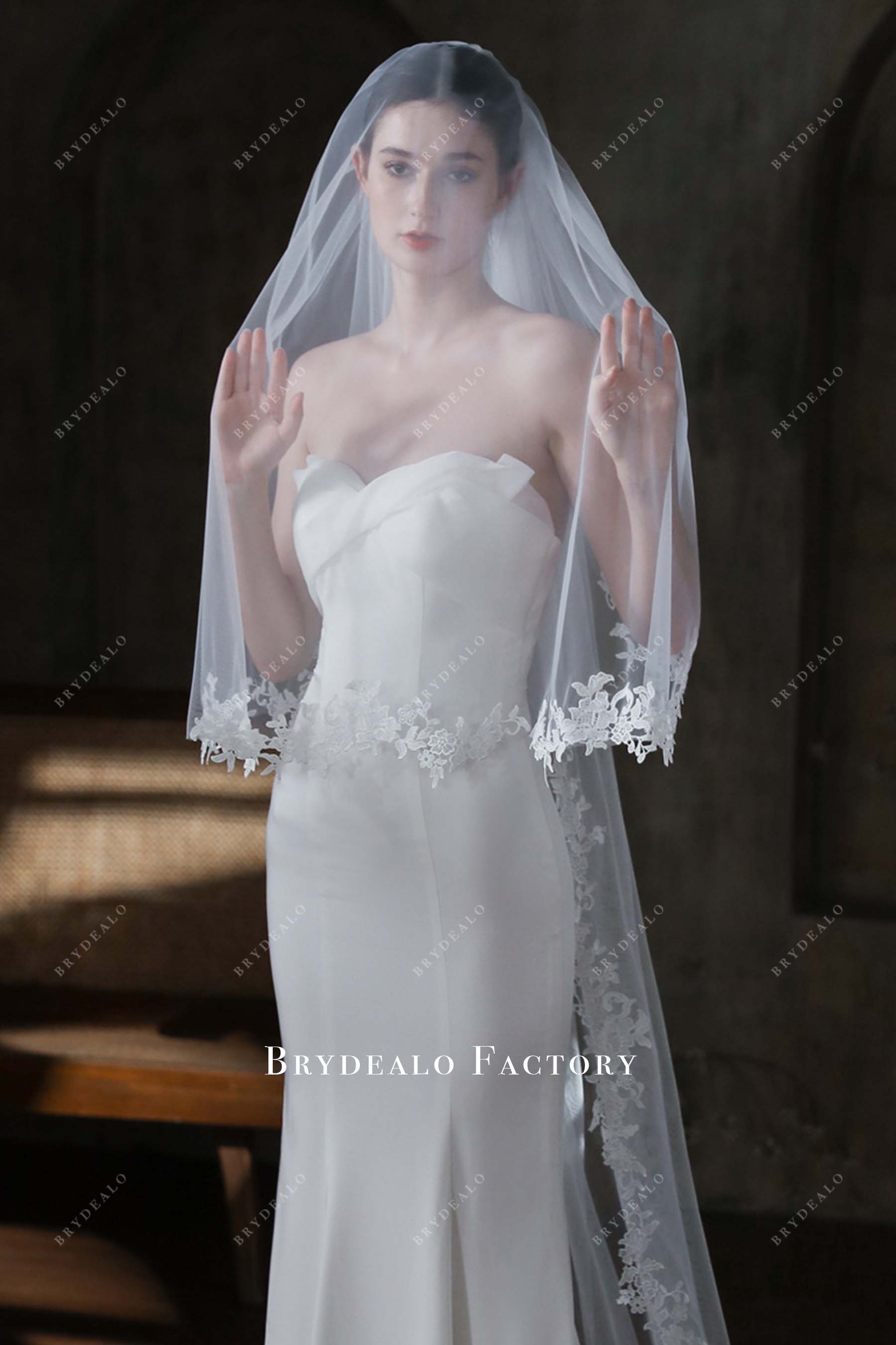 lace edge bridal veil