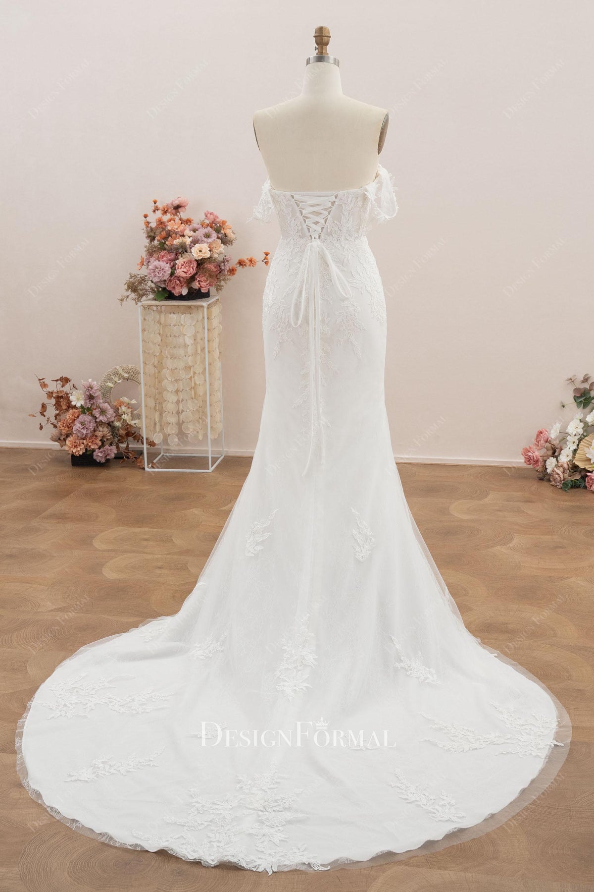 lace fit flare wedding dress