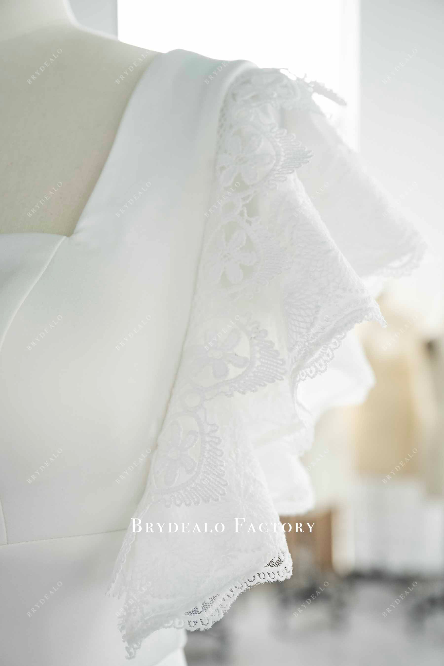 lace flutter short sleeve wedding dress