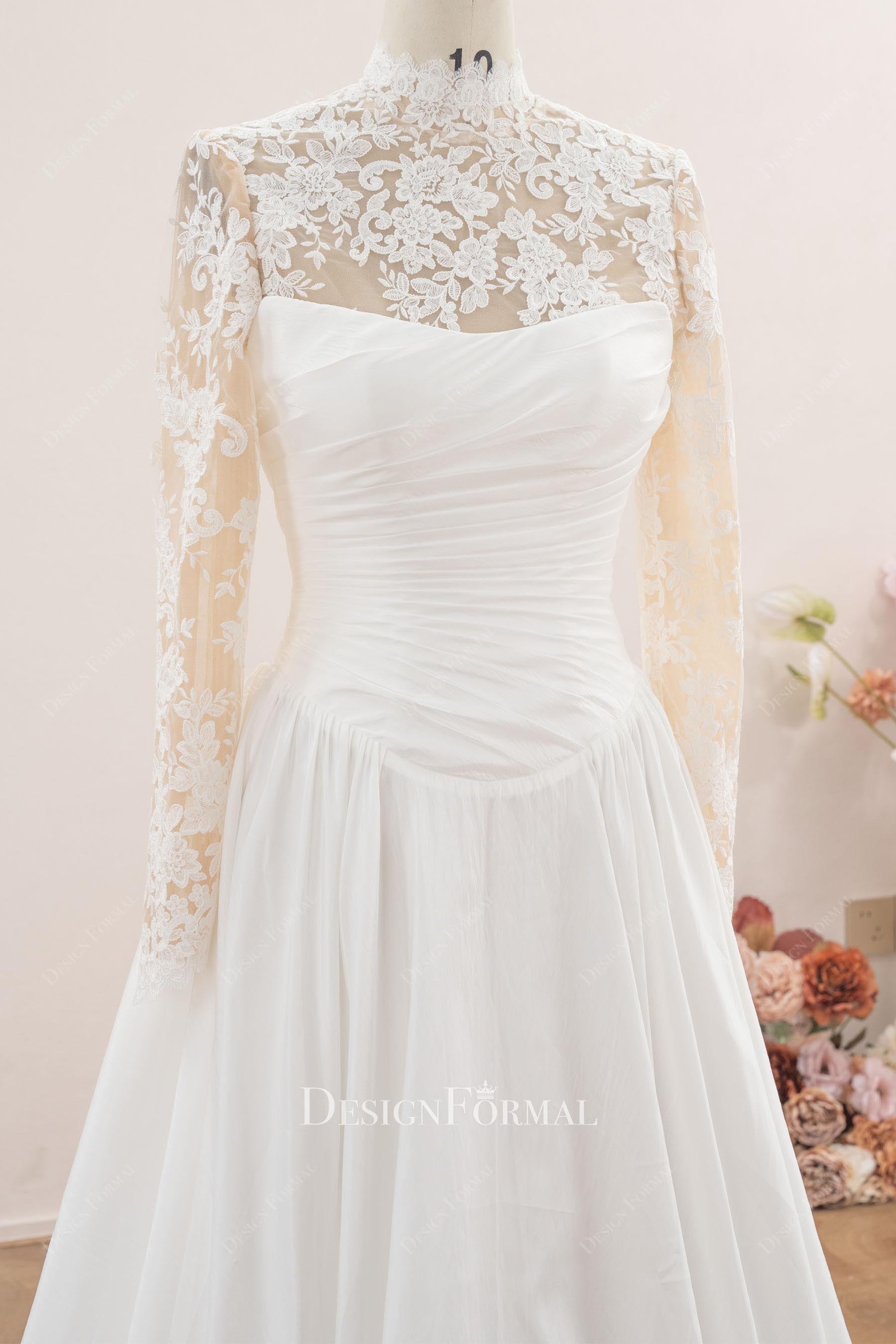 lace high neck wedding dress