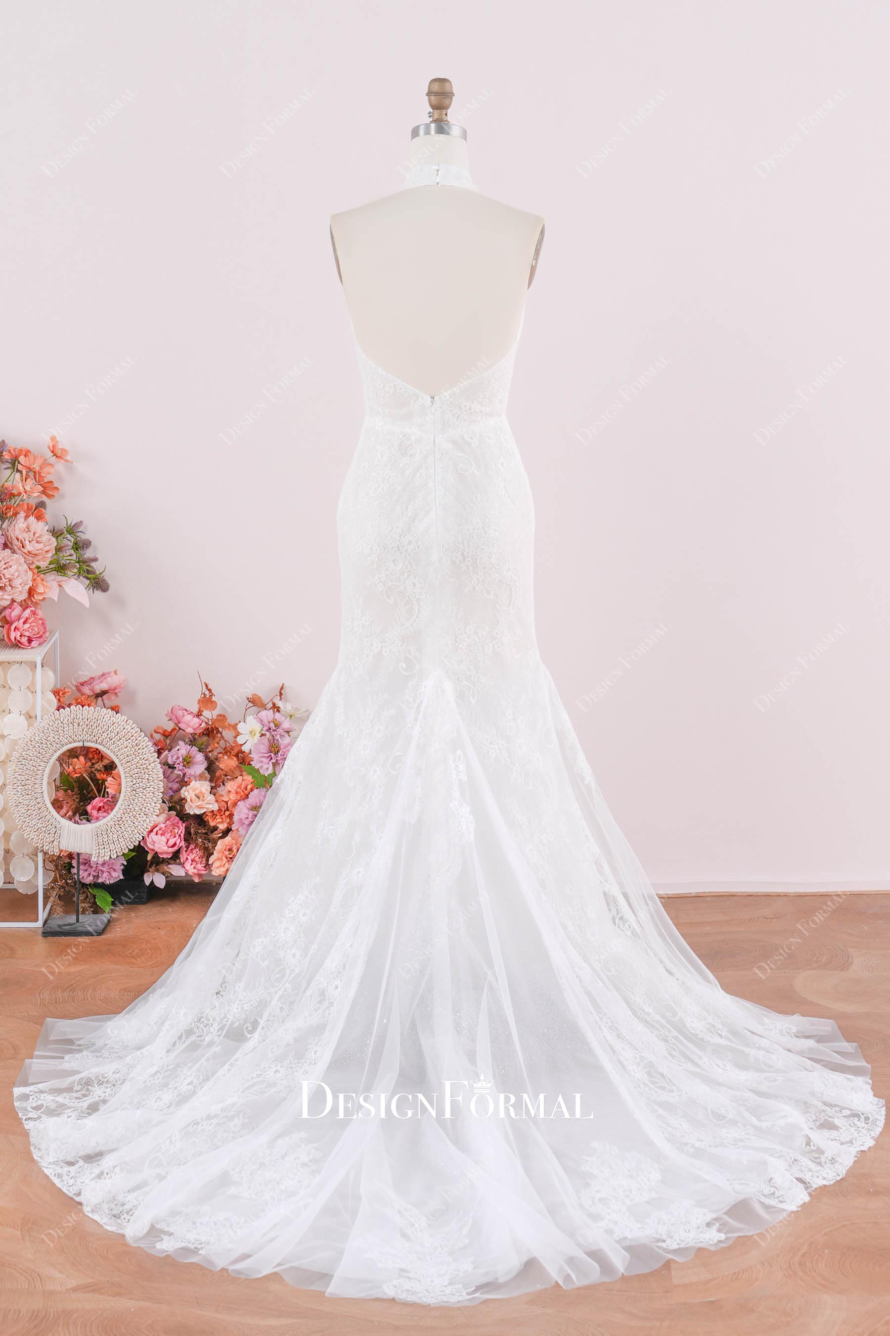 lace mermaid chapel train wedding dress