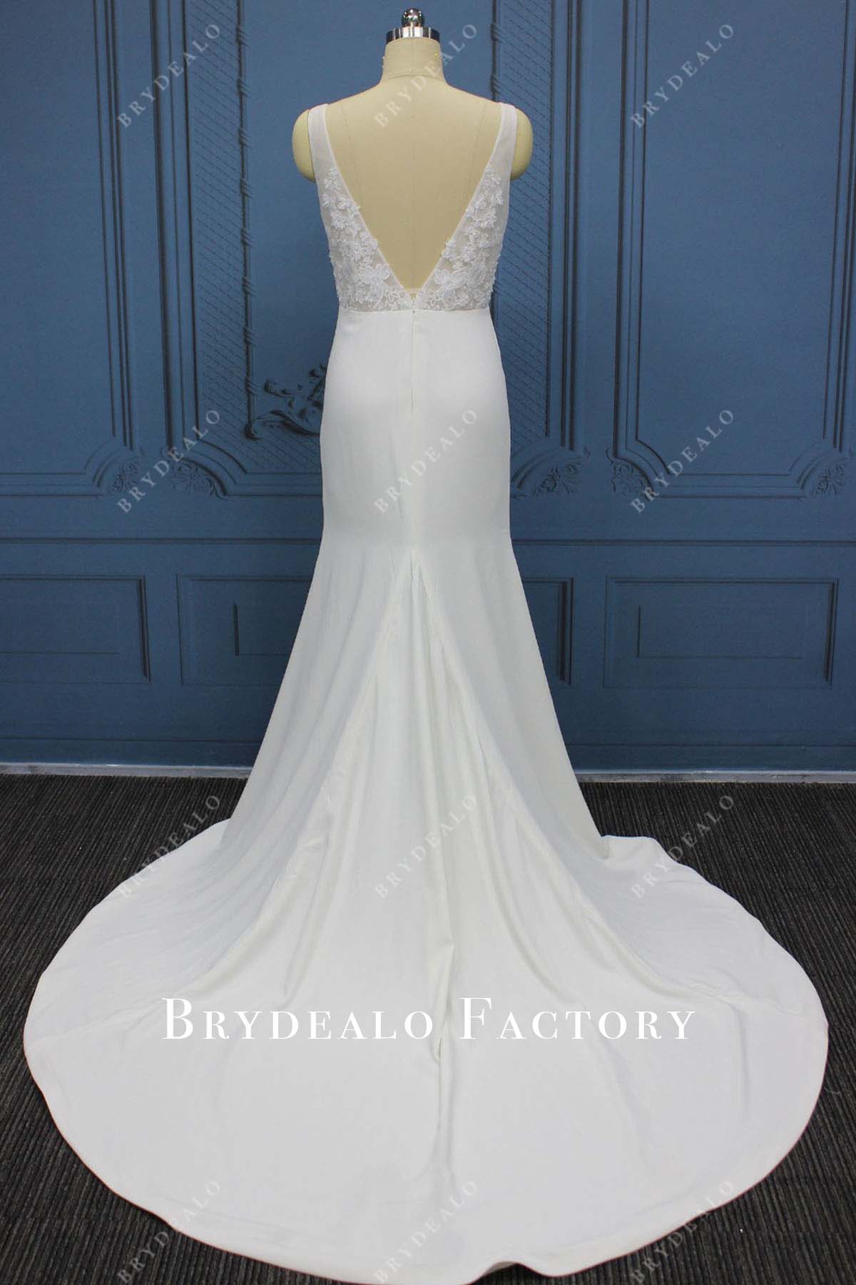 lace mermaid long train wedding dress