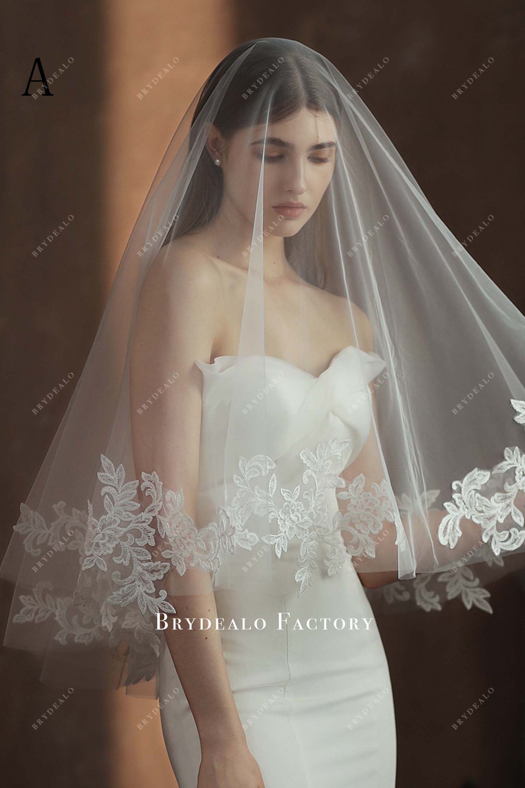lace motifs edge bridal veil
