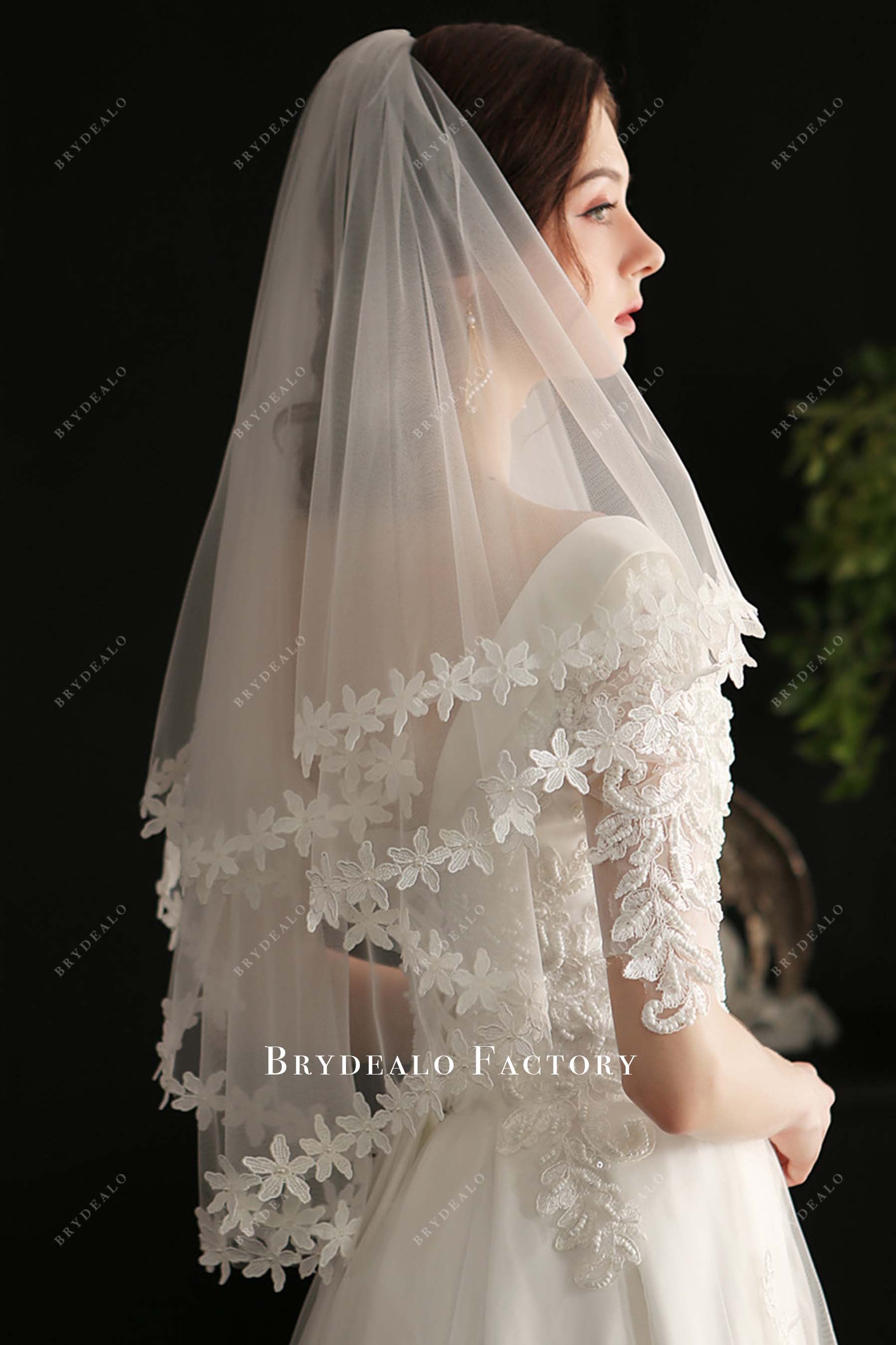 lace motifs edge bridal veil
