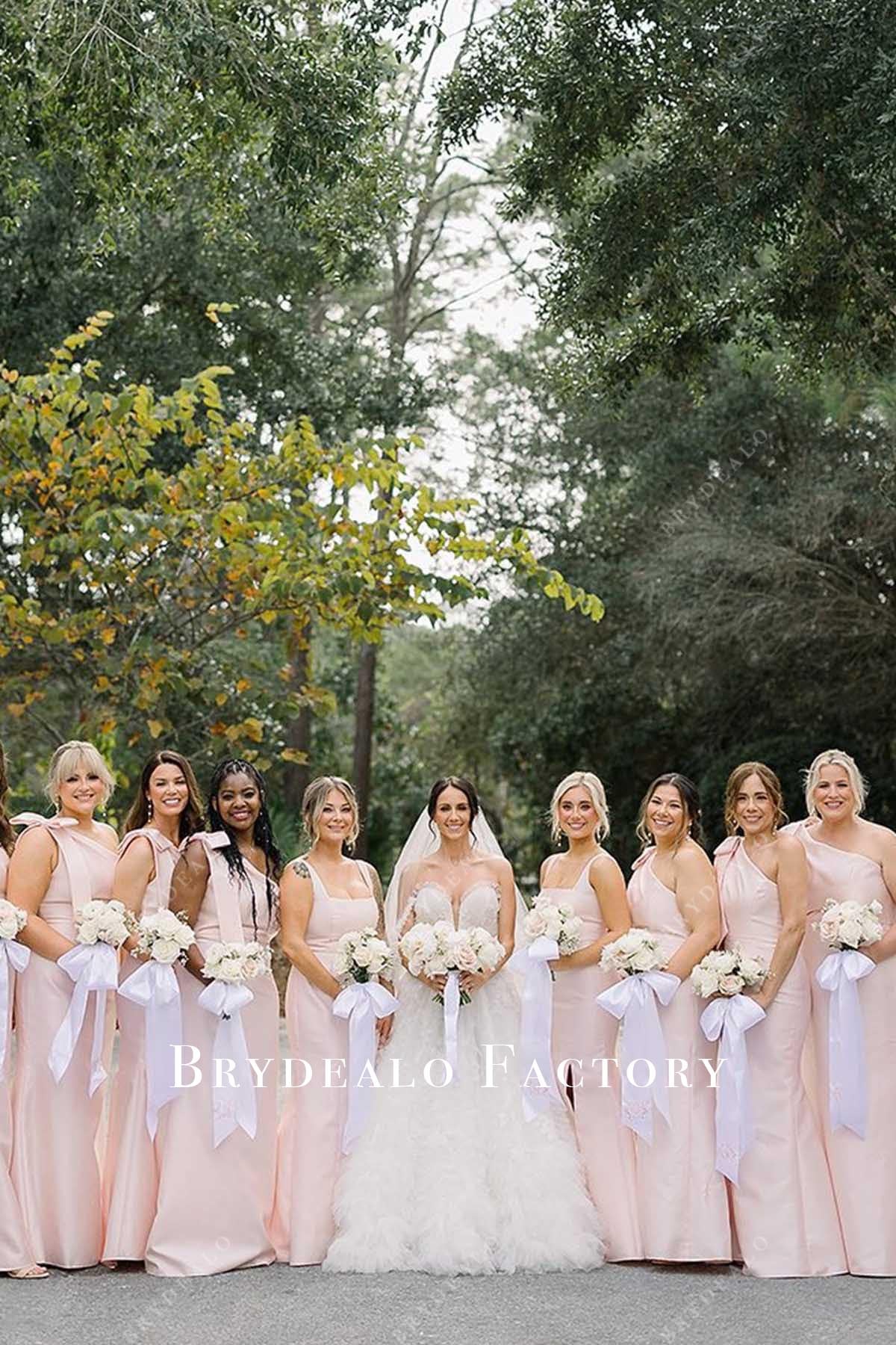 lace ruffled long train wedding dress